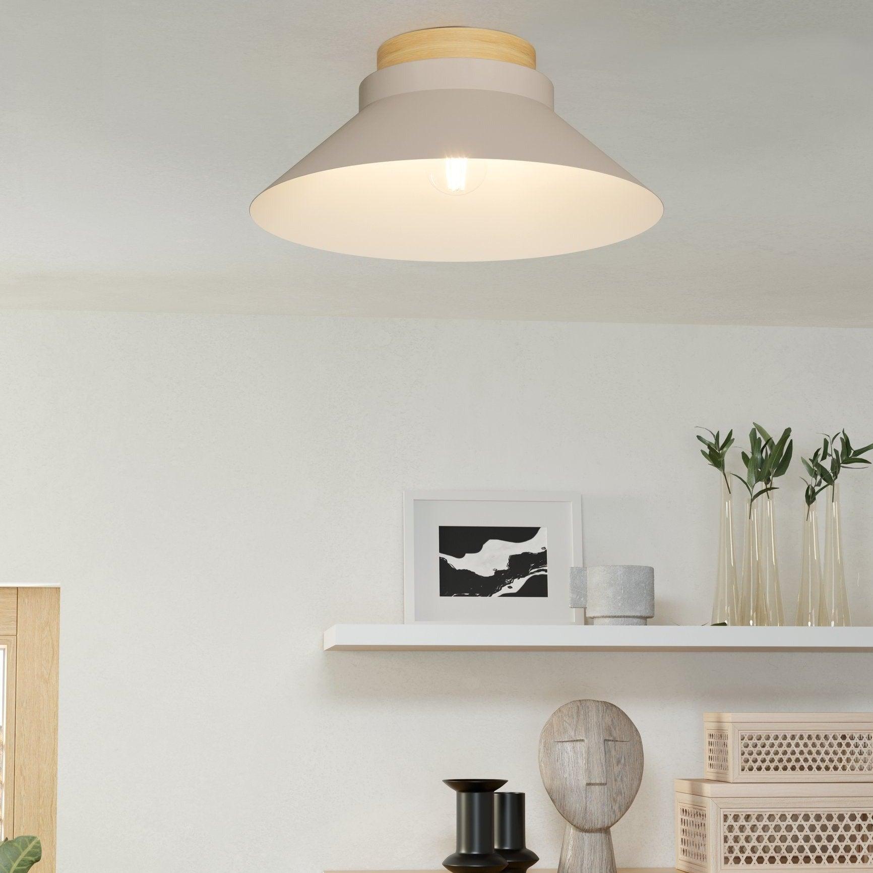 eglo moharras wood sandy shade ceiling flush 40cm living room image