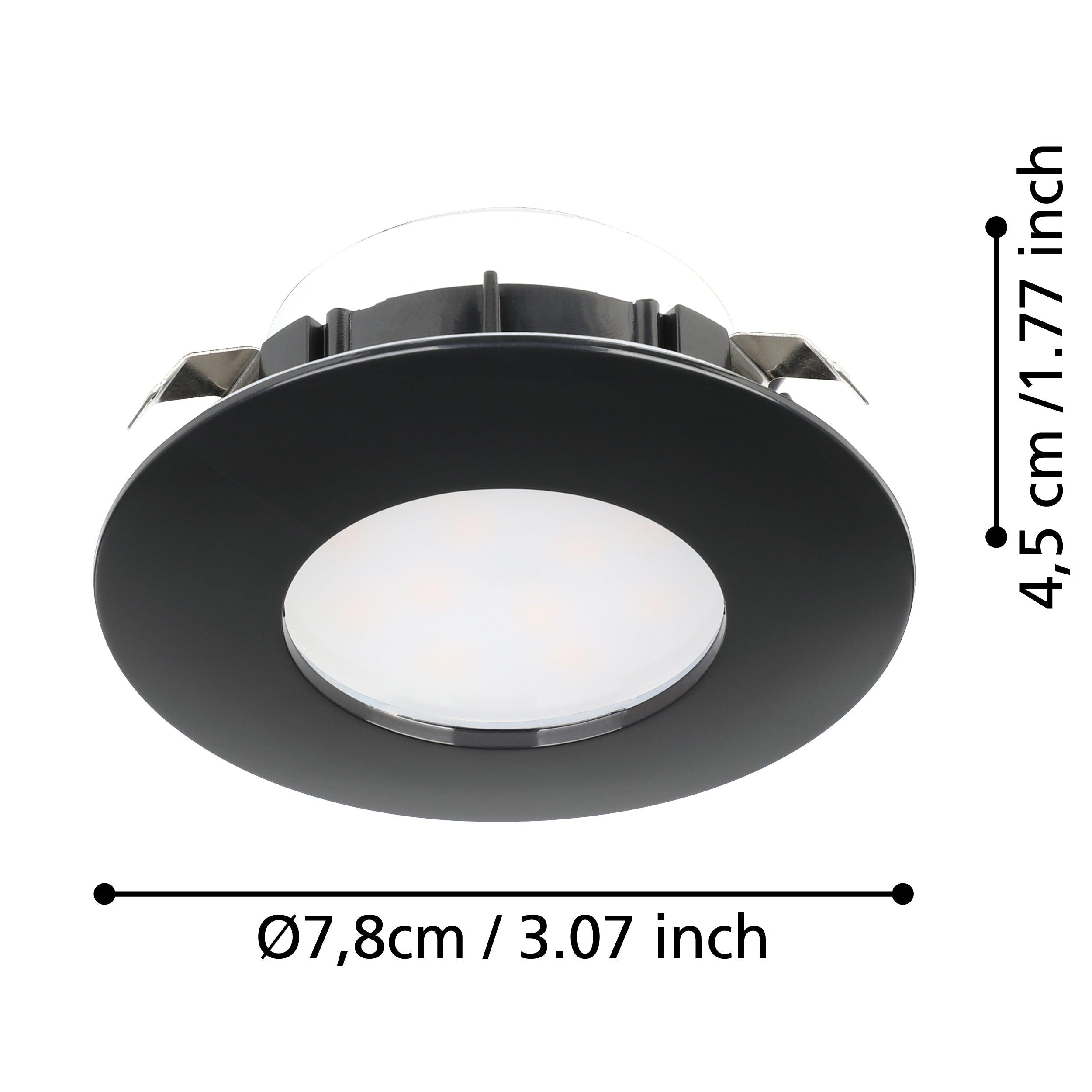 eglo pineda set of 3 black led recessed spot lights 7 8cm living room close up