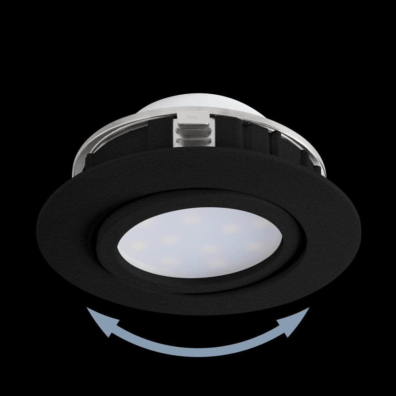 eglo pineda black led recessed ceiling spot light 8 4cm living room close up