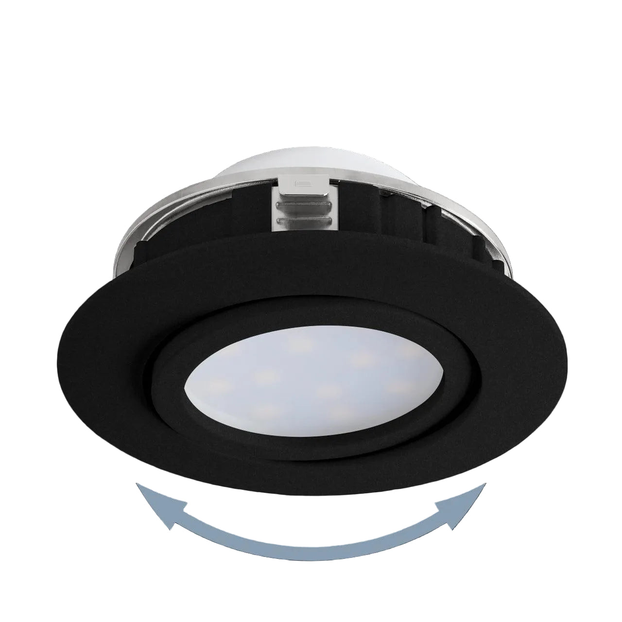 eglo pineda black led recessed ceiling spot light 8 4cm living room close up