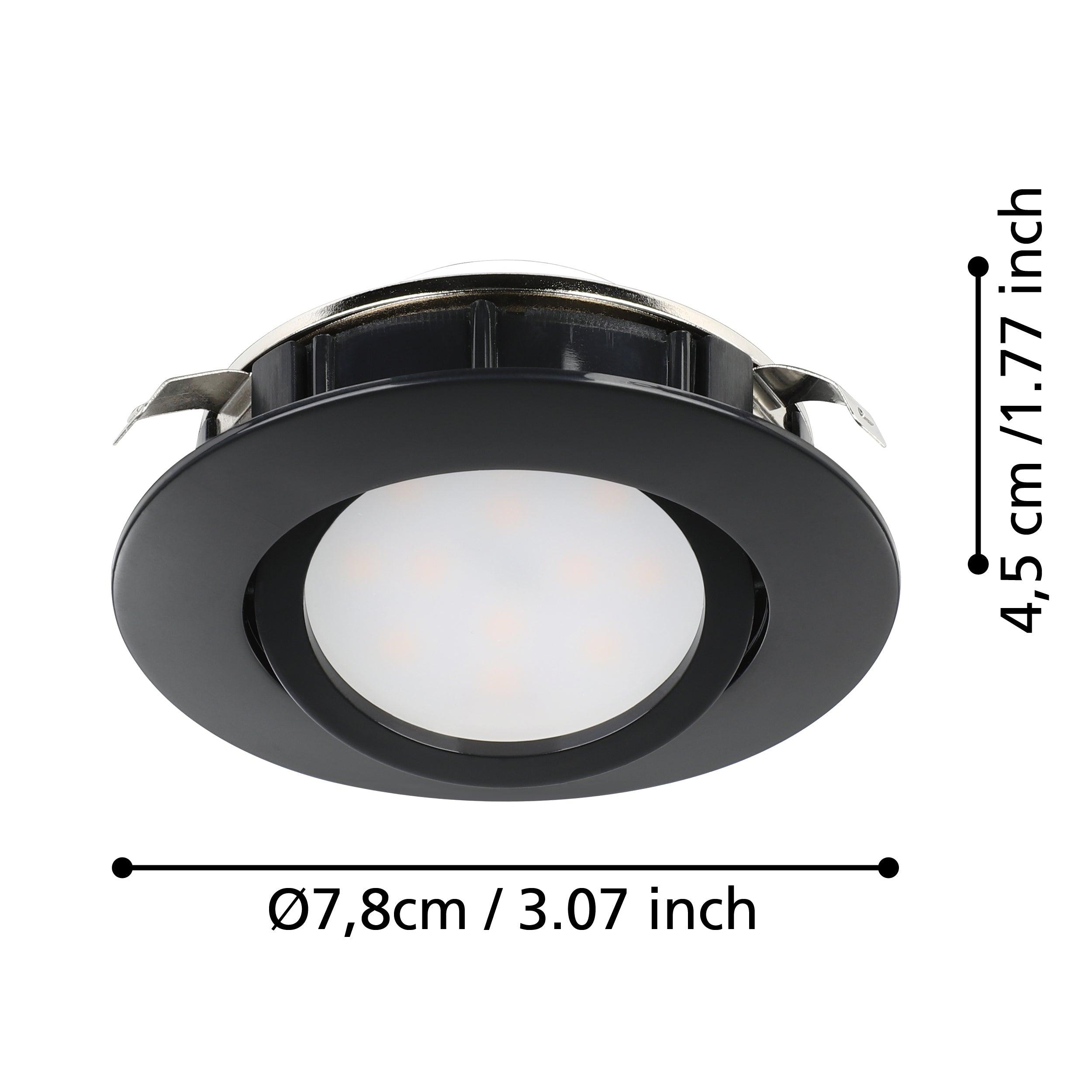 eglo pineda set of 3 black led recessed spot lights 8 4cm living room close up