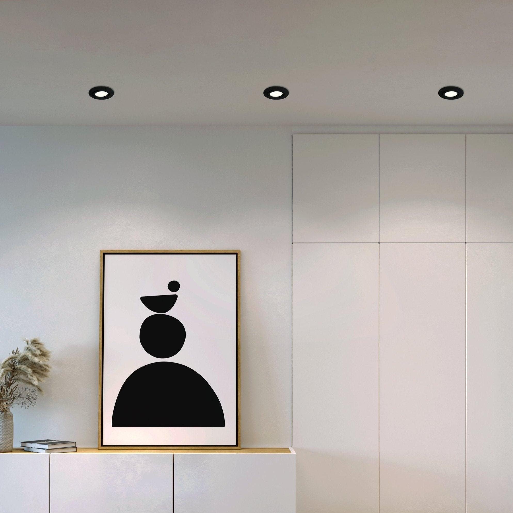 eglo pineda set of 3 black led recessed spot lights 8 4cm