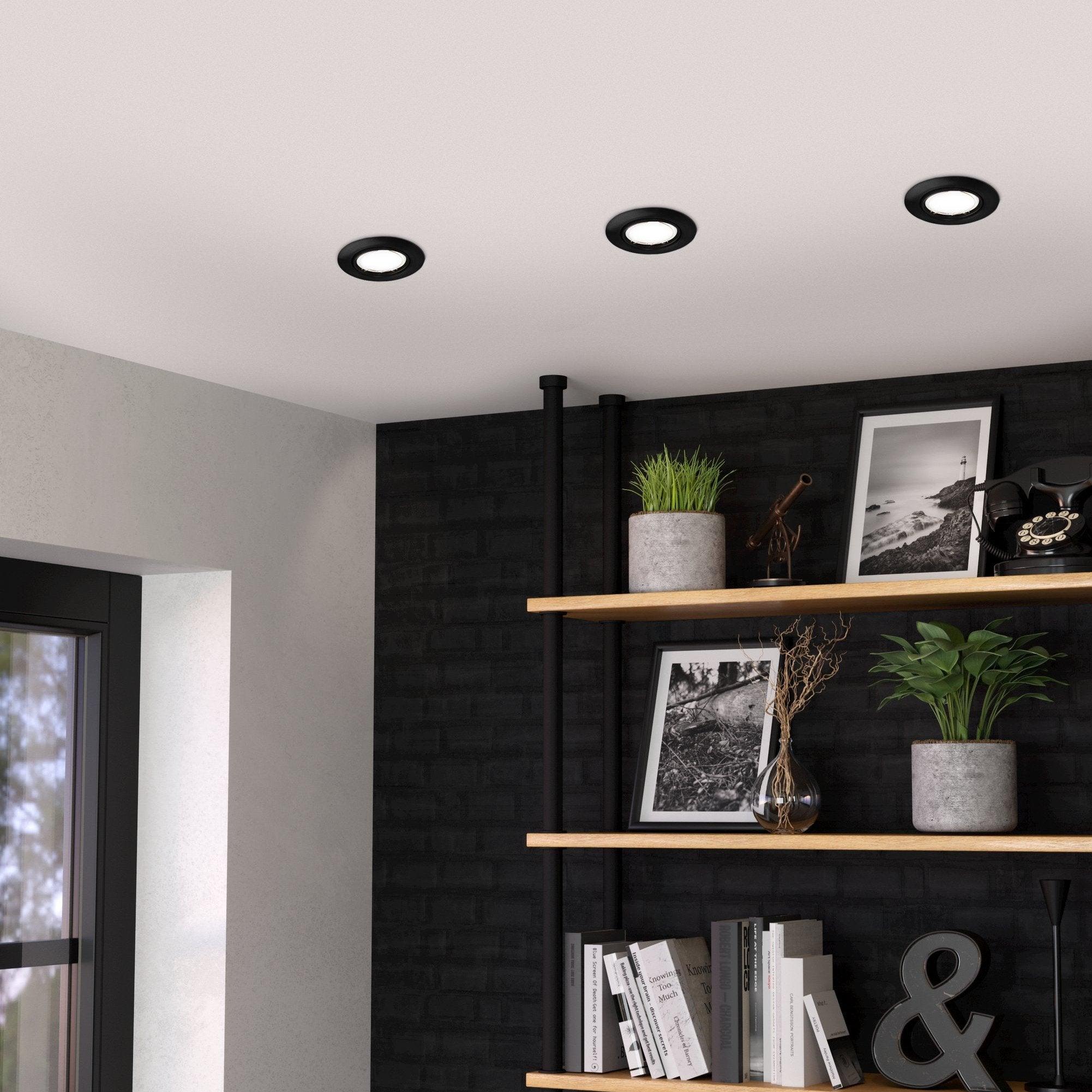 eglo peneto set of 3 black recessed spot lights 7 8cm