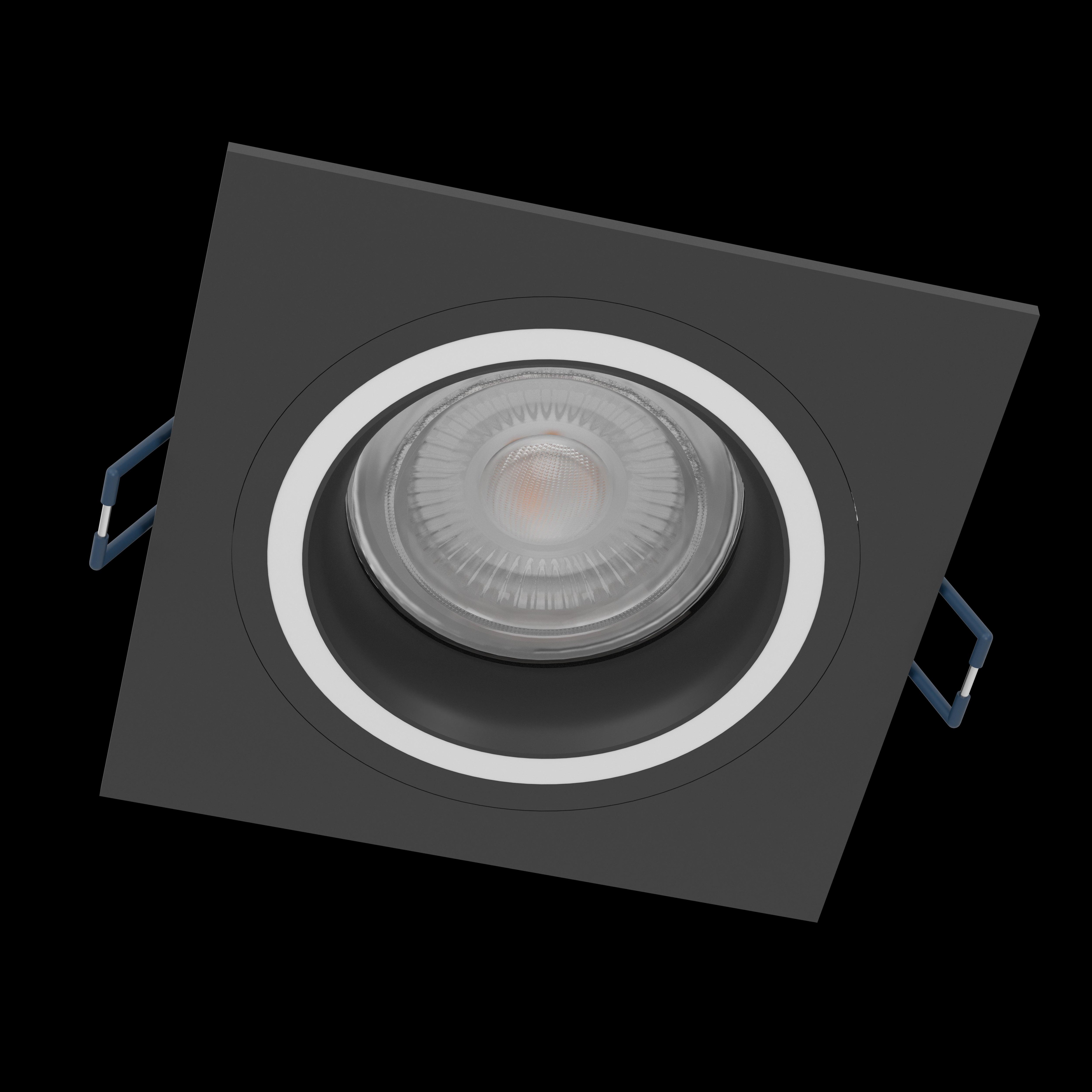 eglo carosso z smart led black square recessed spot light living room close up