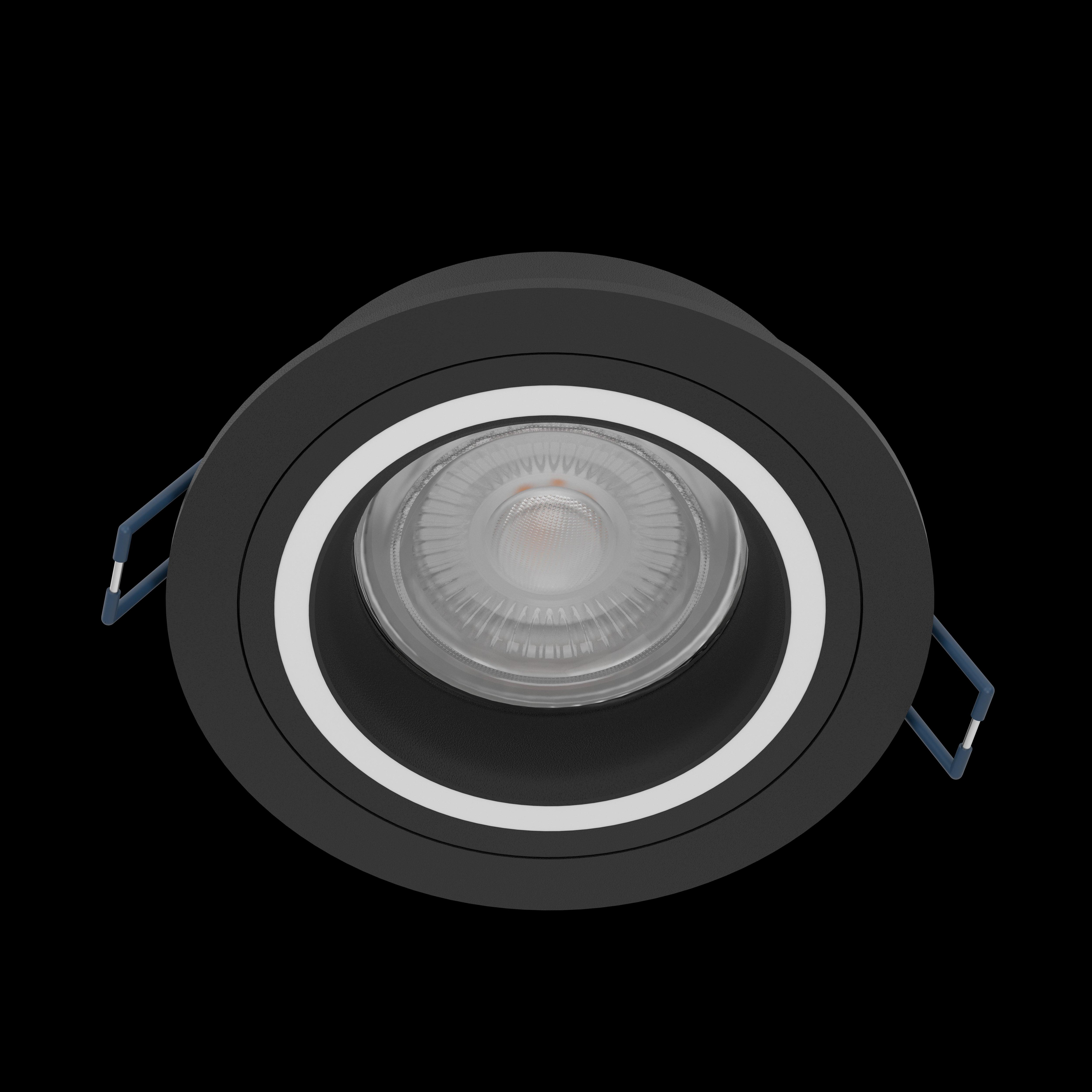 eglo carosso z black round smart led recessed spot light living room close up
