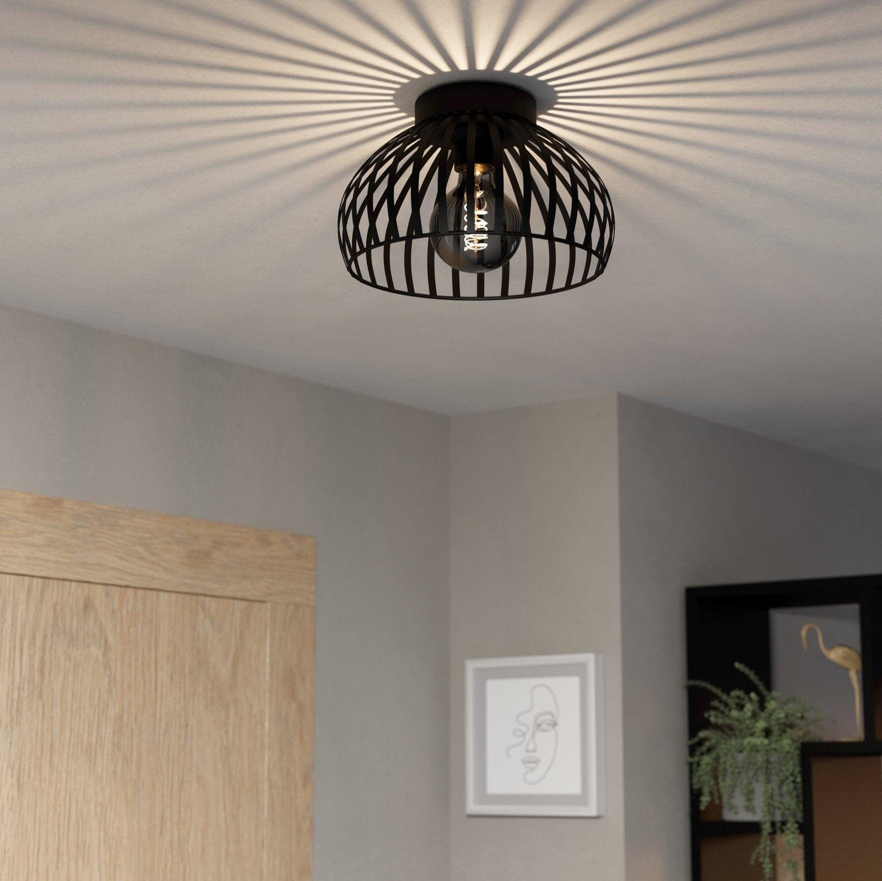eglo mogano 3 black metal round flush ceiling light 28cm