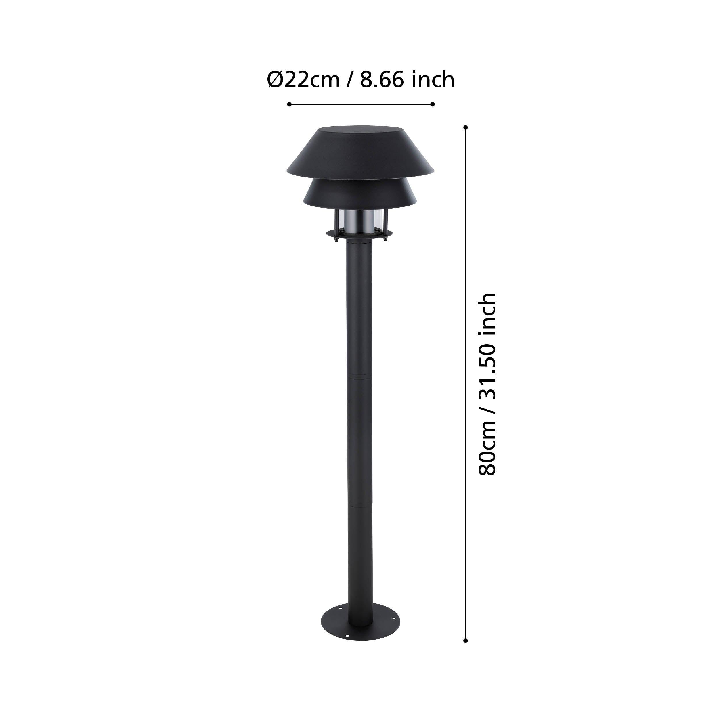 eglo chiappera ip65 black bollard pathway light kitchen lighting