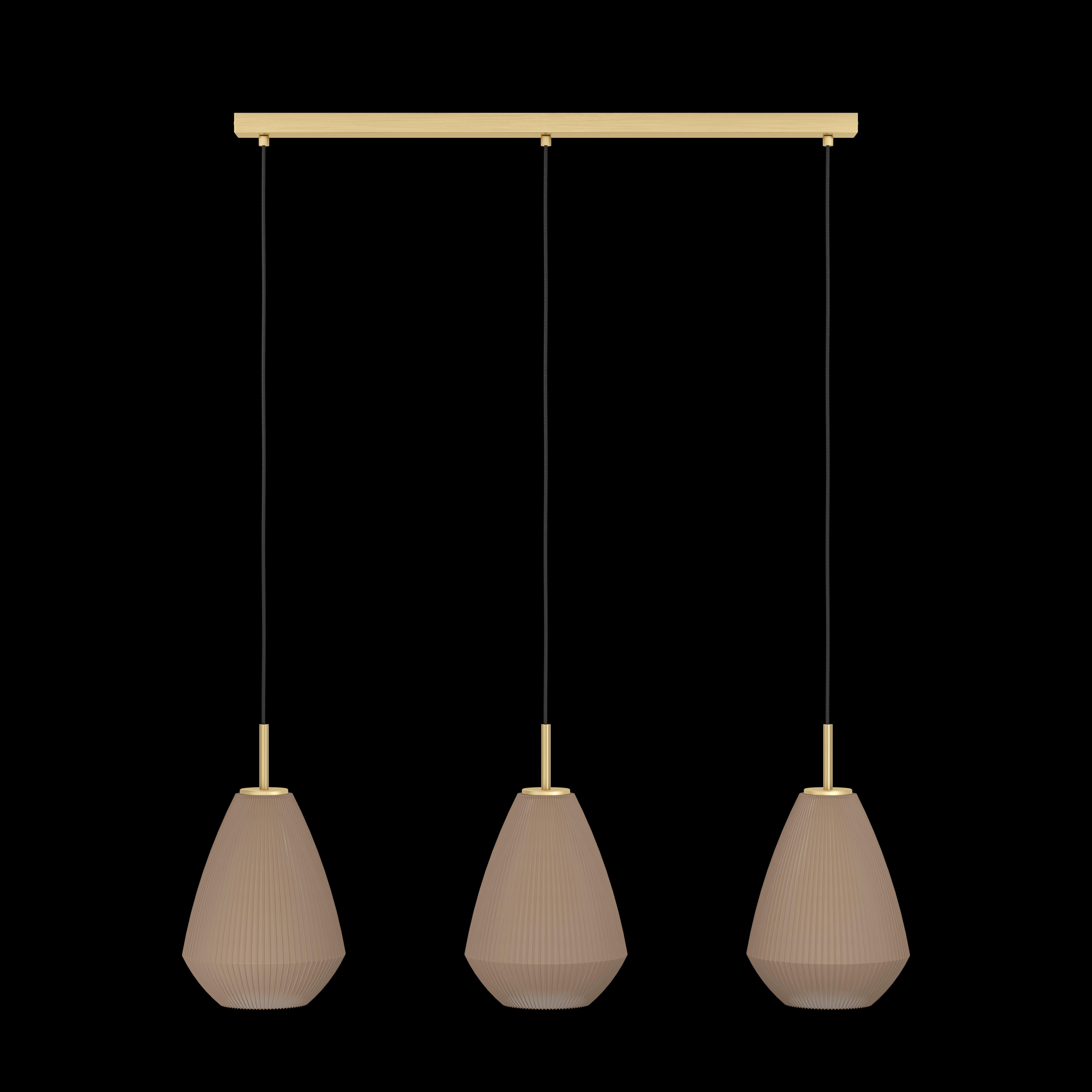 eglo caprarola 3 light conical sand glass brass pendant living room image