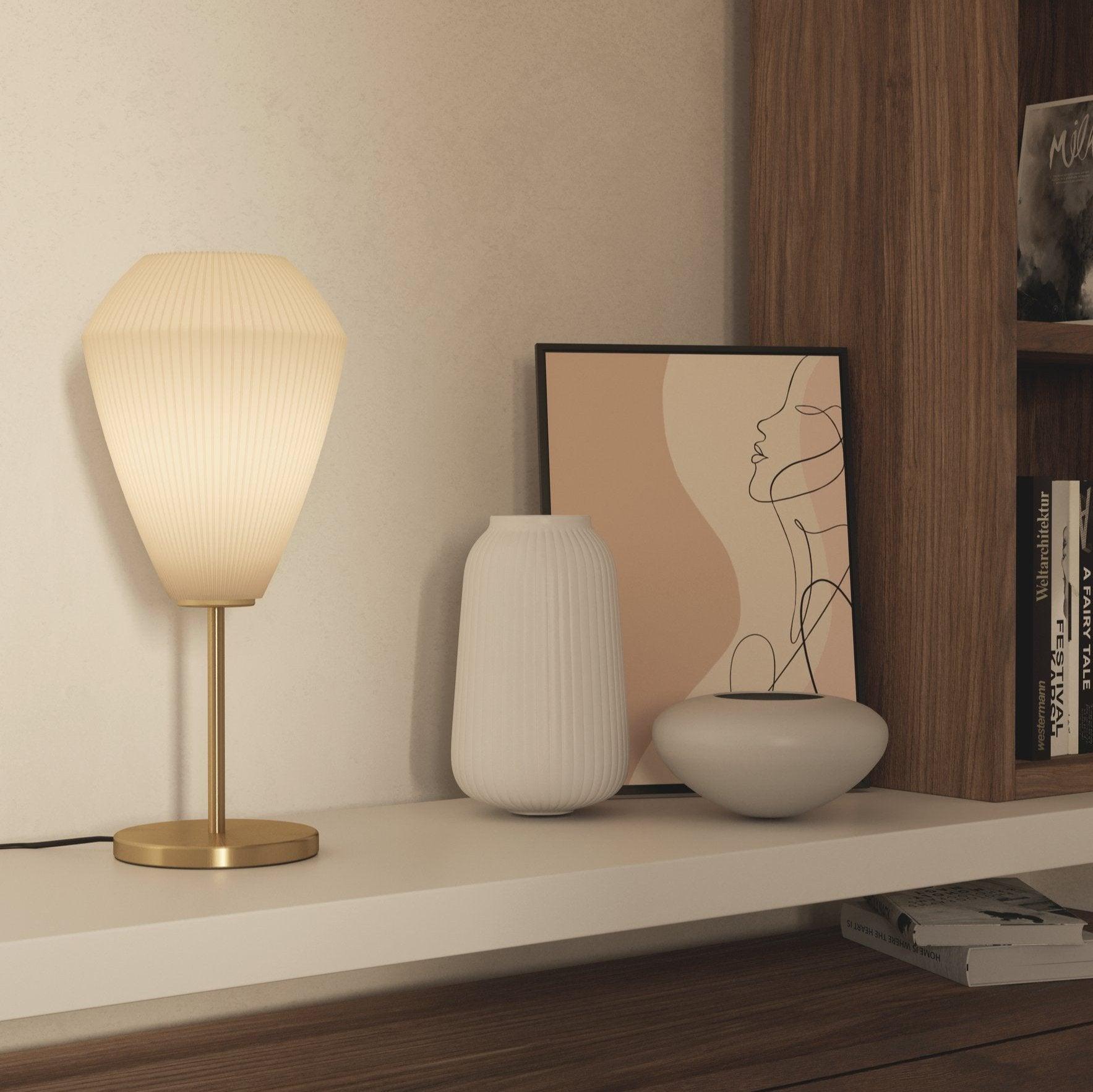 eglo caprarola brass table lamp conical glass shade
