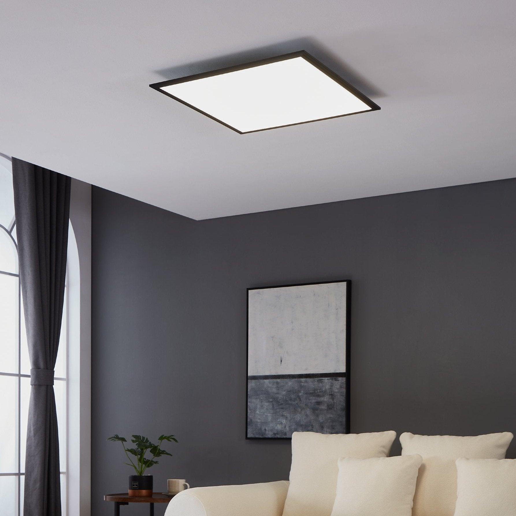 eglo salobrena 1 led black square ceiling flush 59 5cm