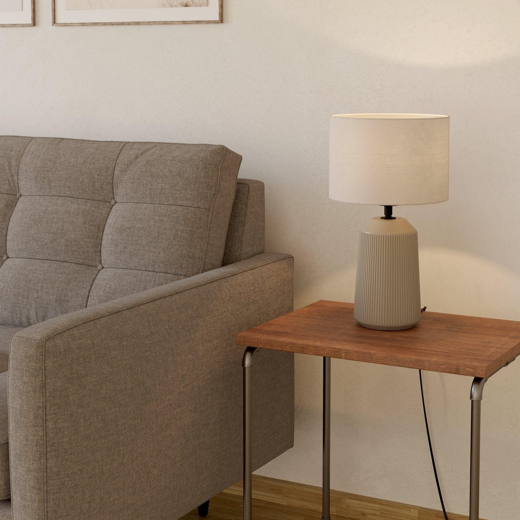 eglo capalbio sand ceramic table lamp white shade