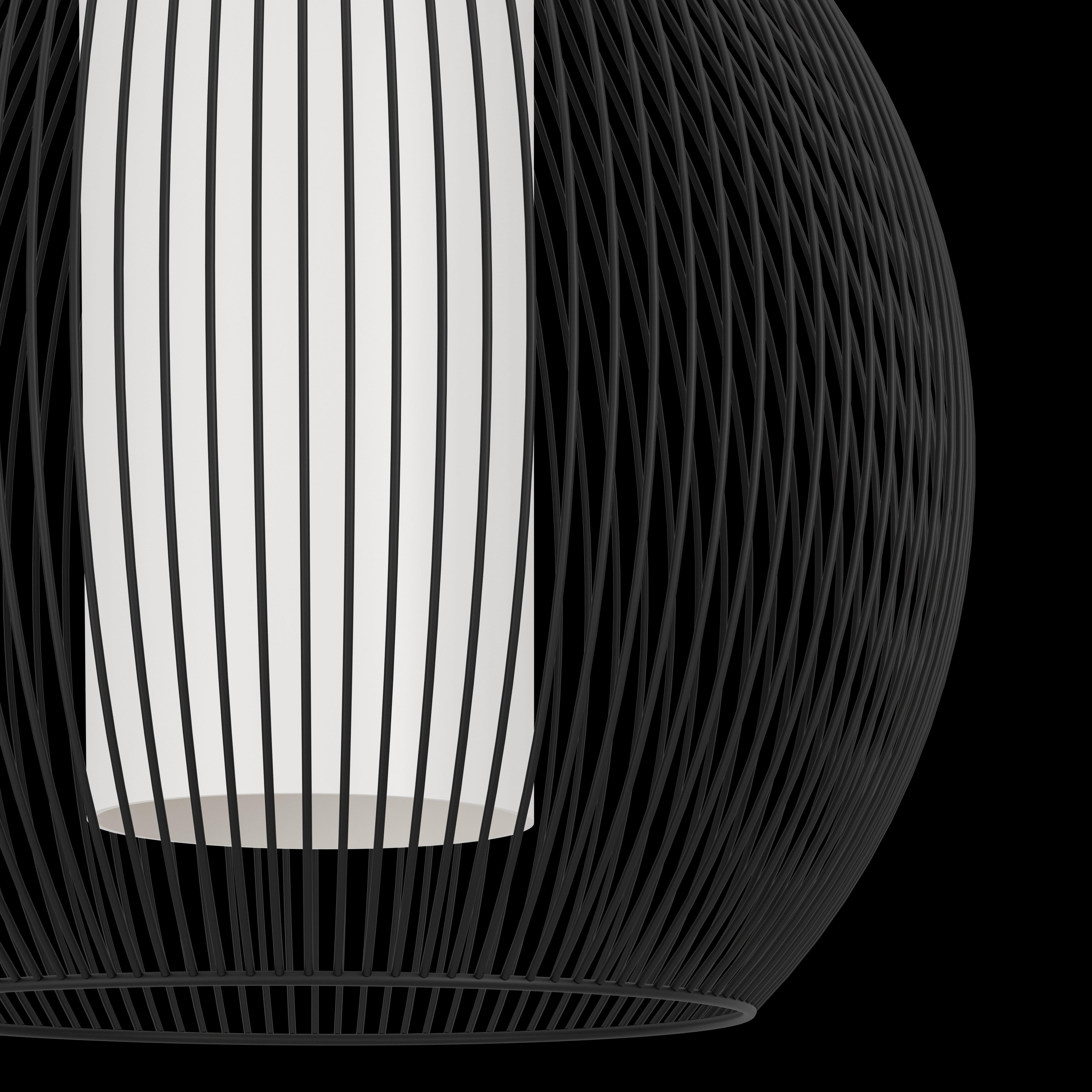 eglo razoni 1 black wire white glass pendant living room close up