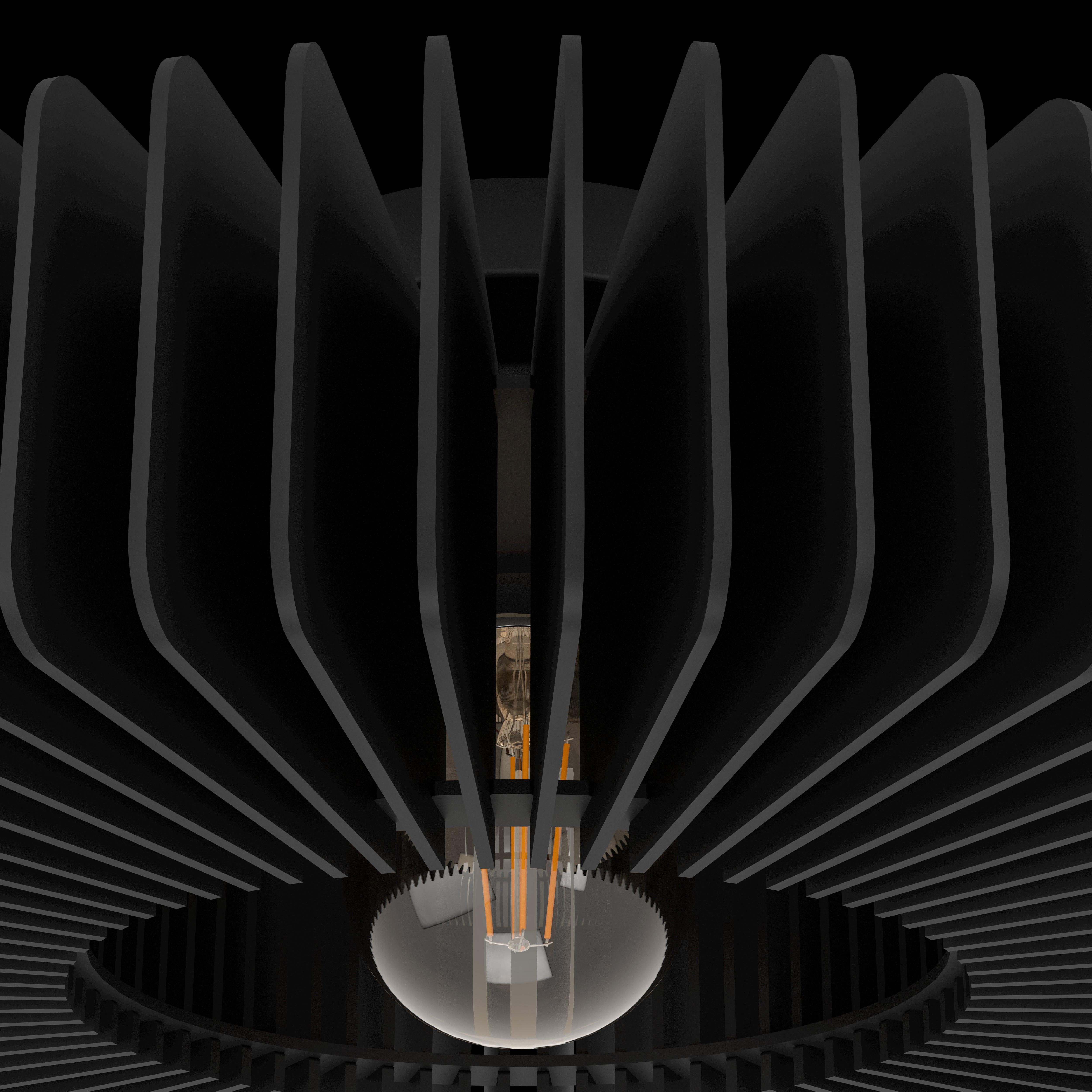 eglo palombaia black wooden flush ceiling light 50cm Kitchen Lighting Close Up