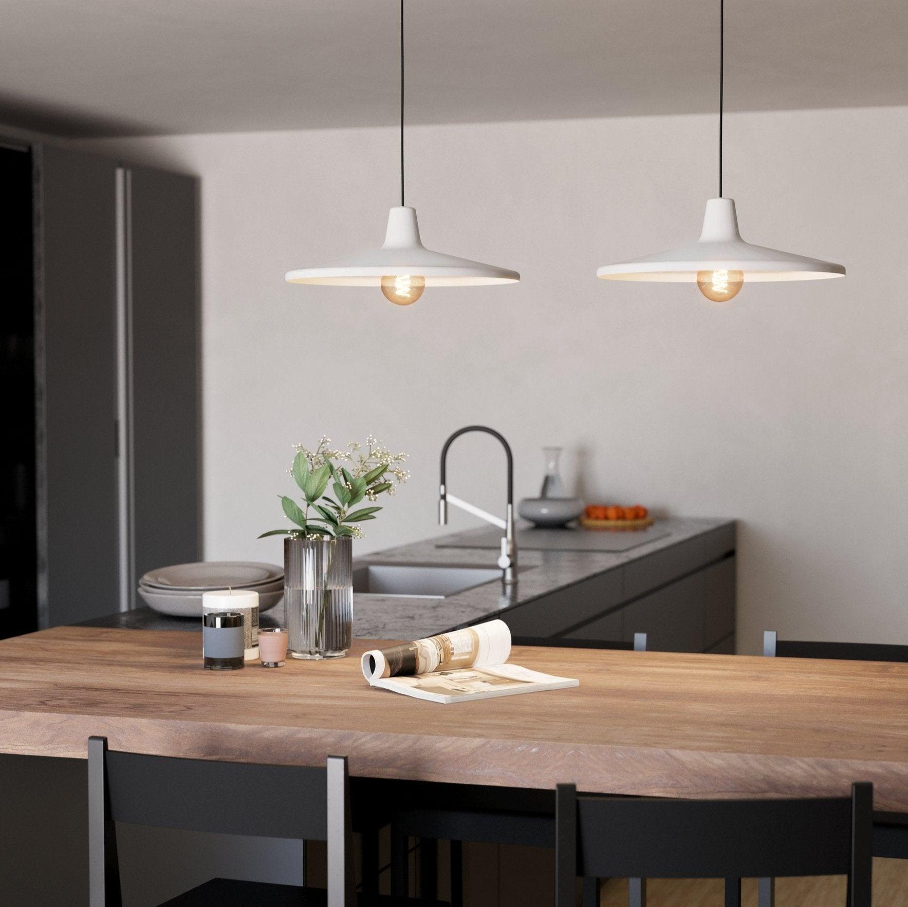eglo miniere 2 light grey metal lampshade ceiling pendant