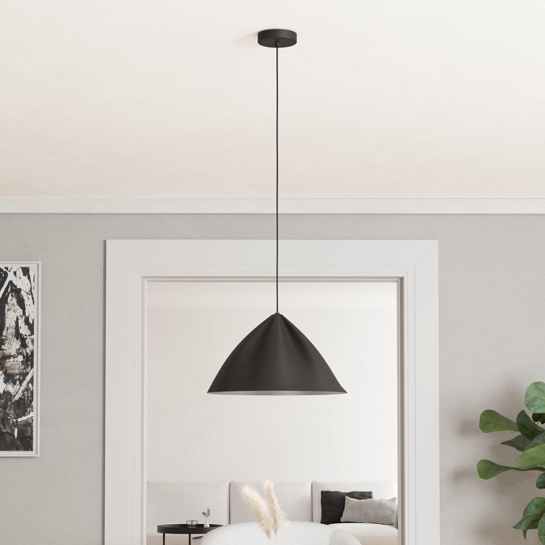 eglo podere conical black metal japandi pendant