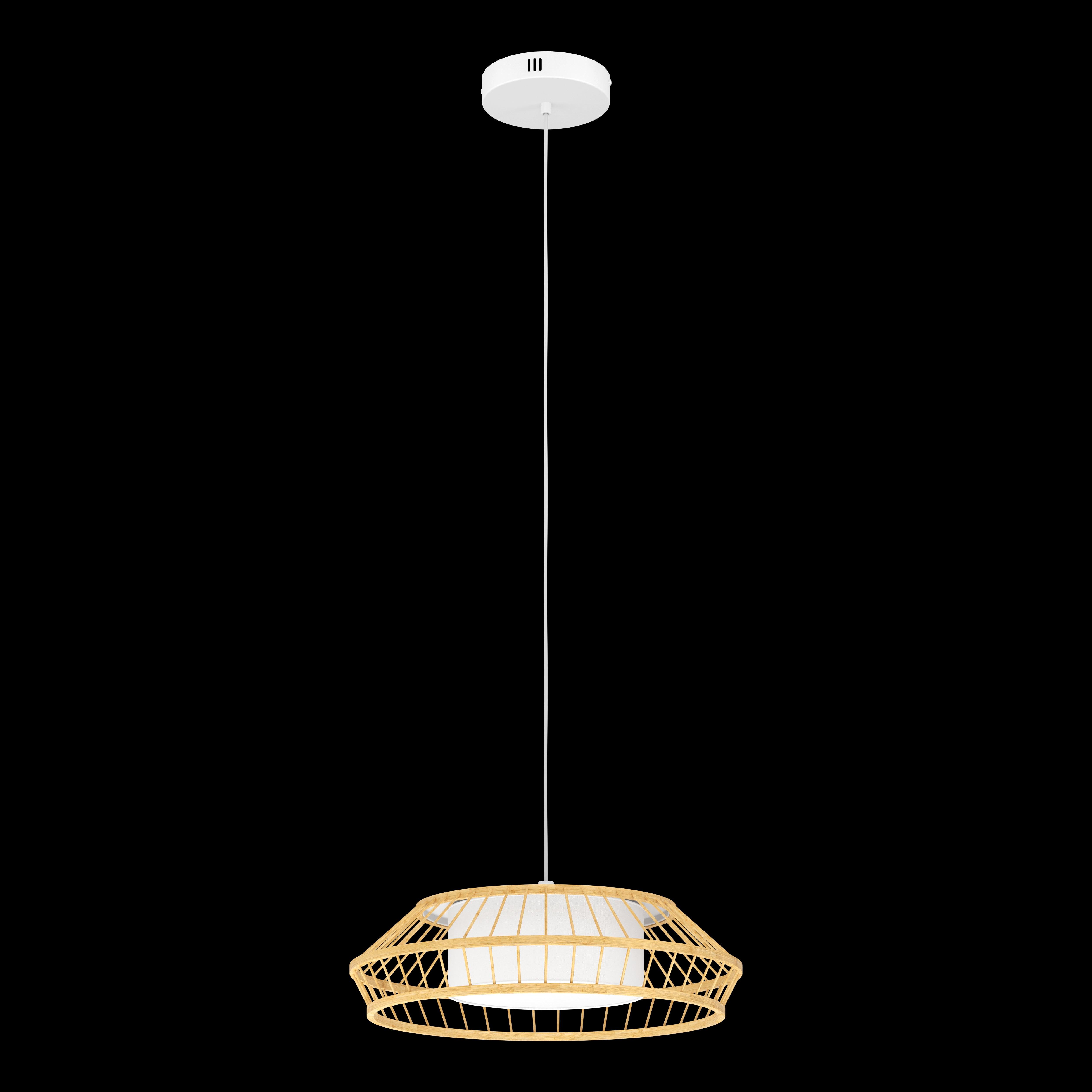 eglo connect yuku z smart led wood fabric ceiling pendant living room image
