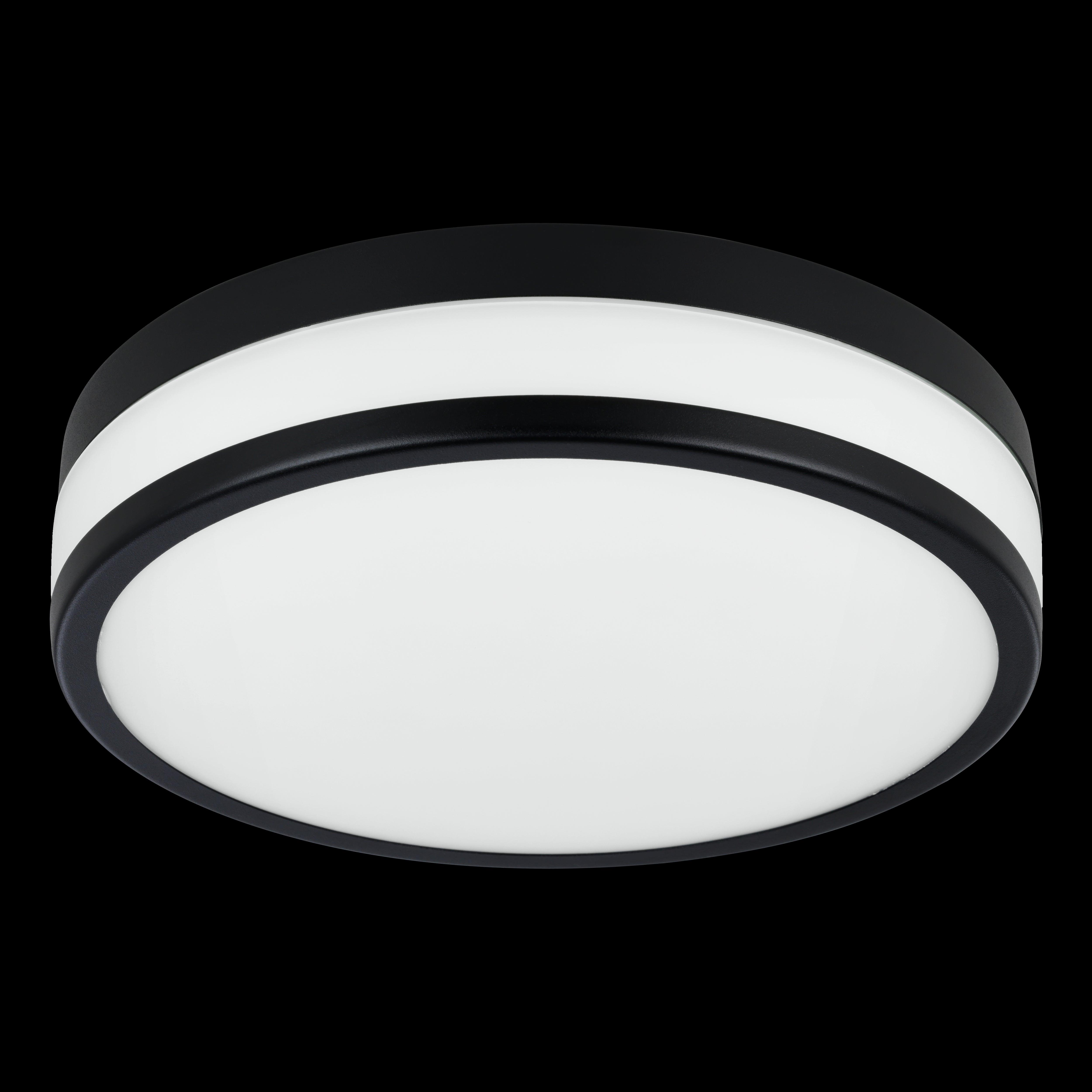 eglo led palermo led black round ip44 flush 30cm living room image