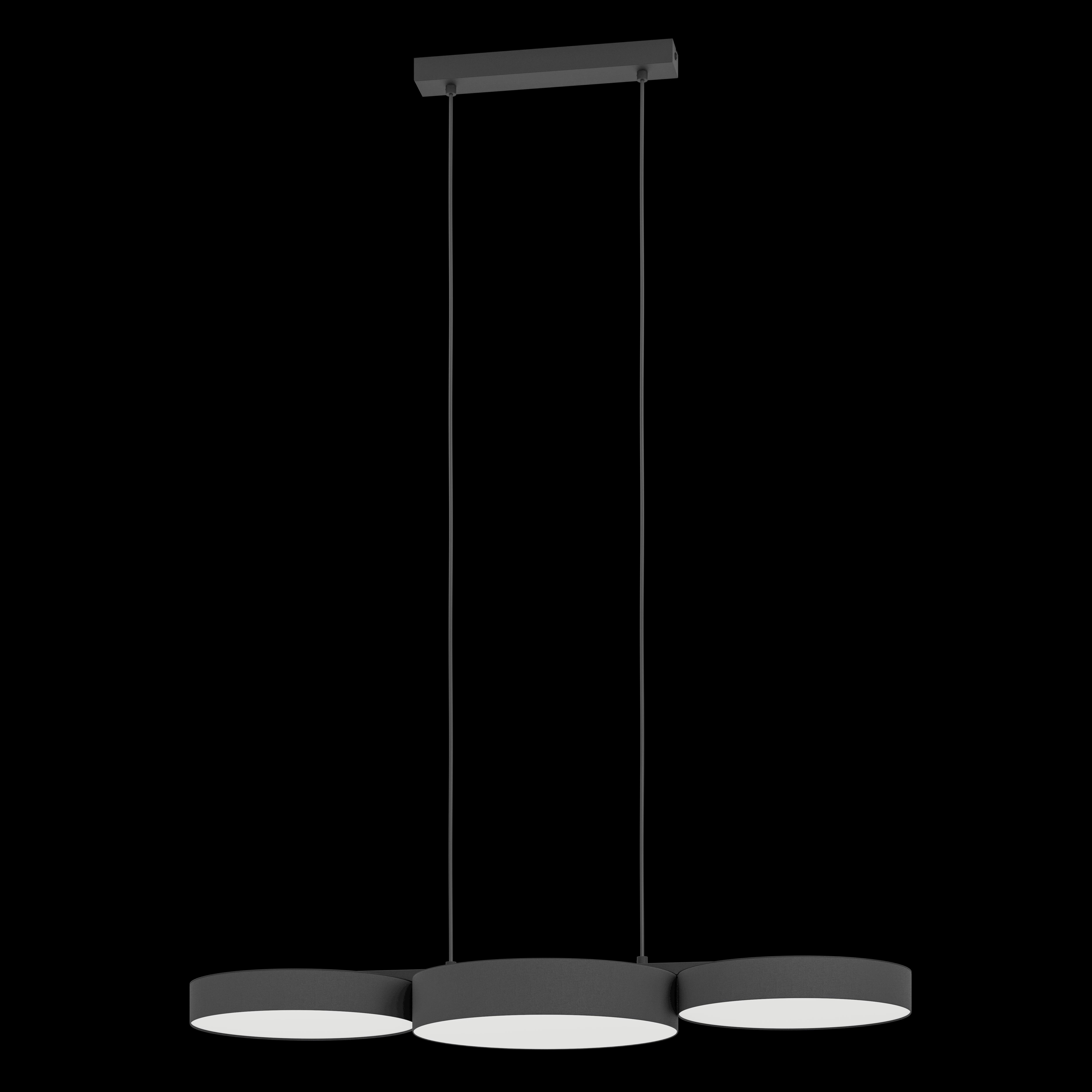 eglo connect barbano z smart led 3 light black fabric pendant living room image