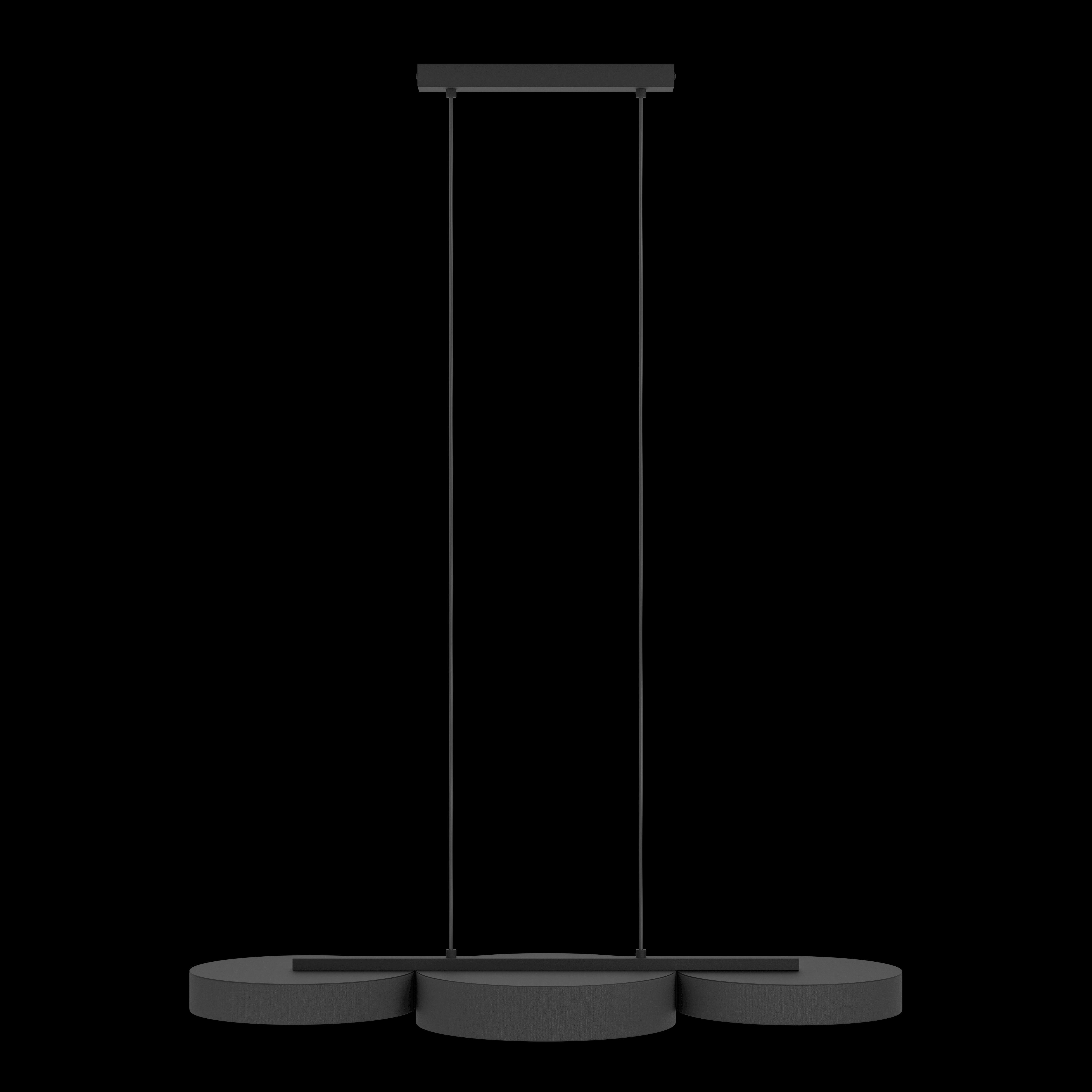 eglo connect barbano z smart led 3 light black fabric pendant kitchen lighting