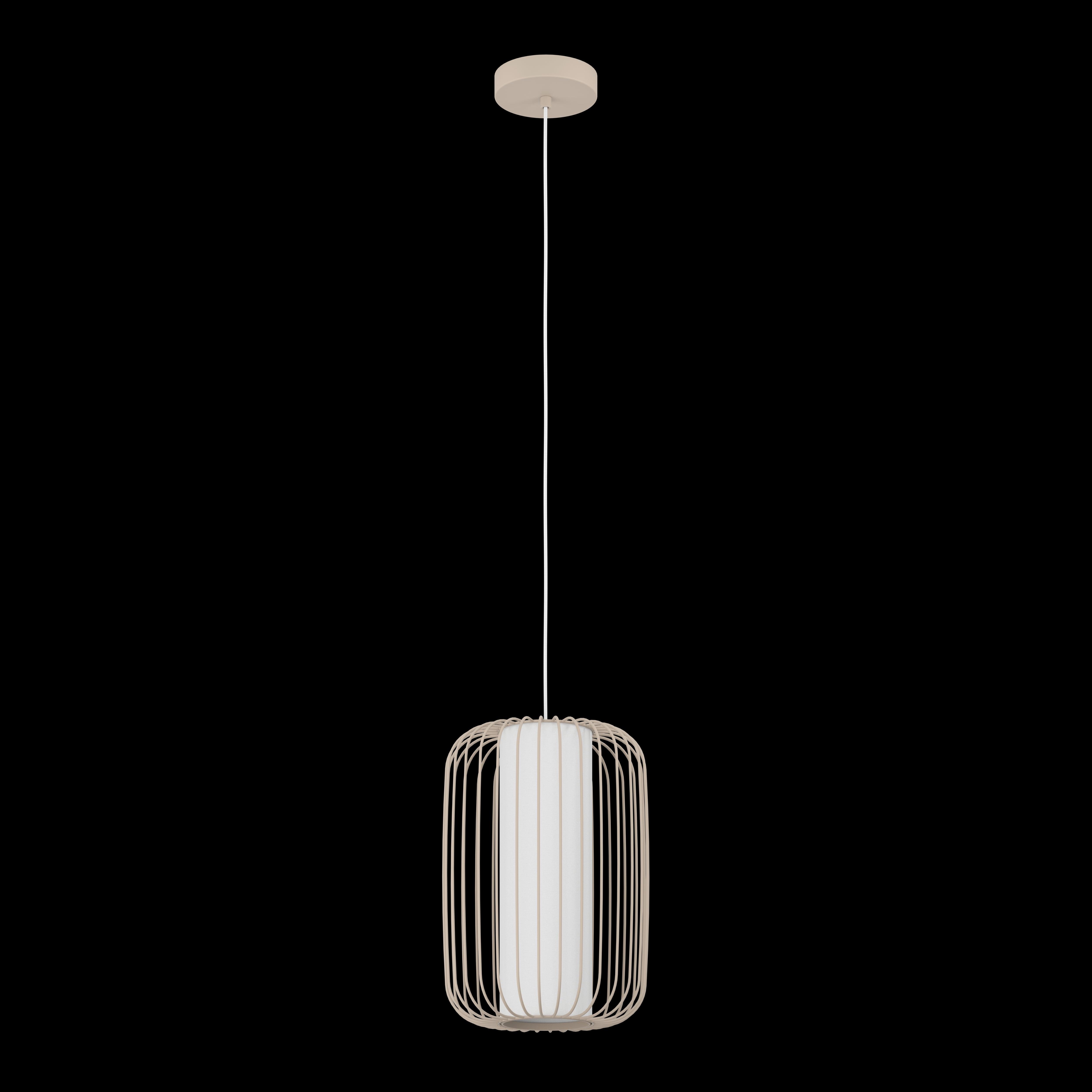 eglo terrarosa sand wire frame white fabric pendant living room close up