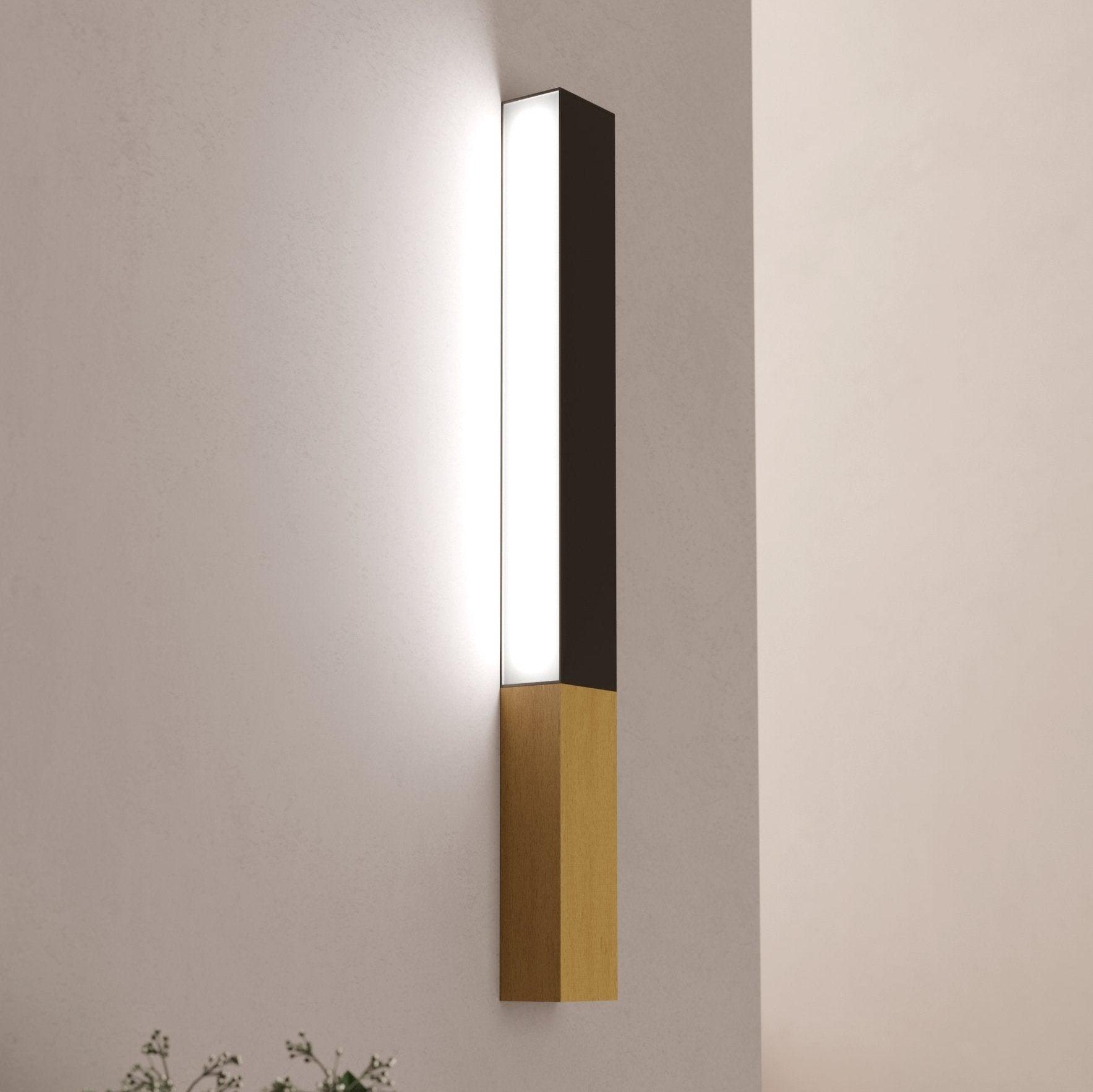 eglo tudons black wooden led wall light