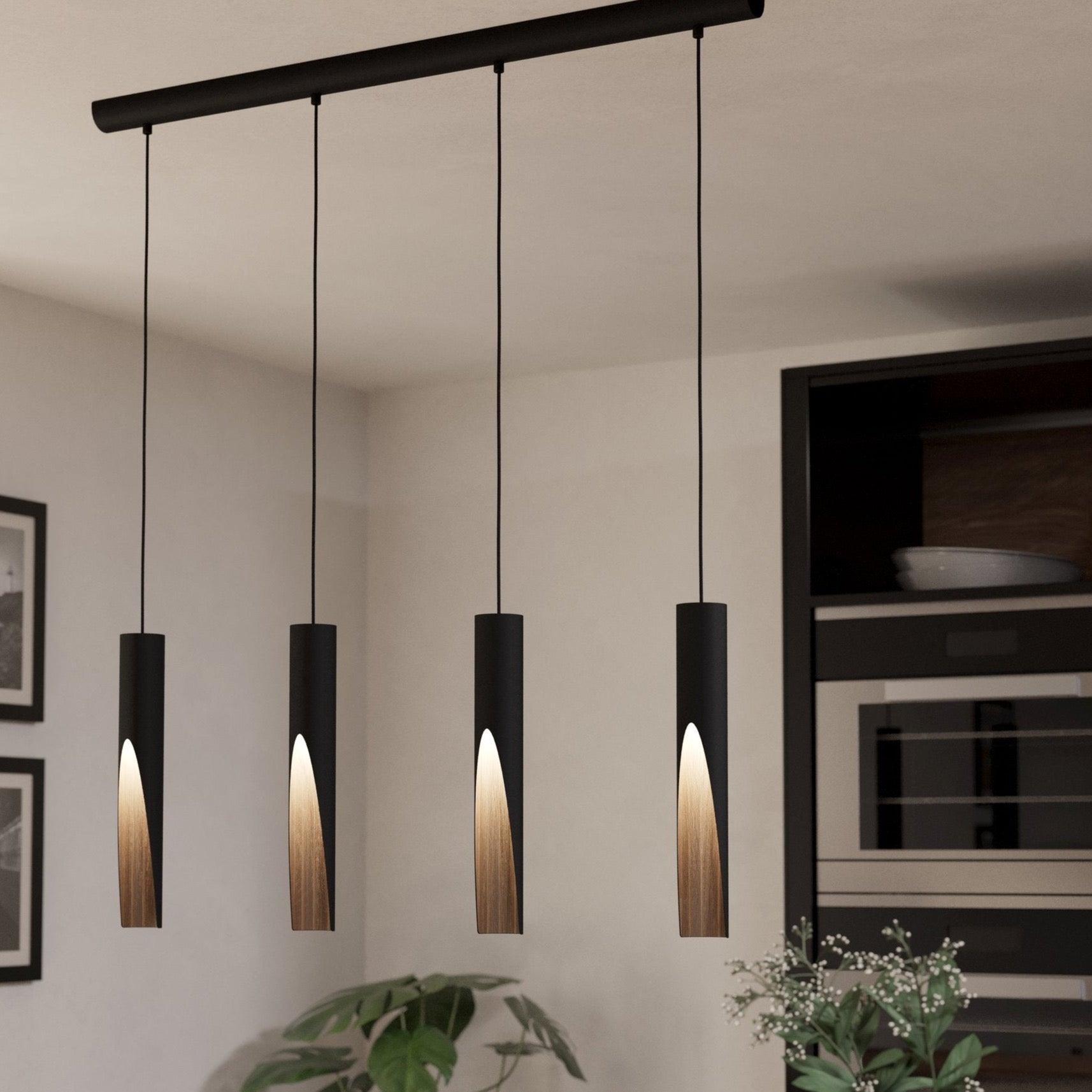 eglo barbotto 4 light black brown metal pendant