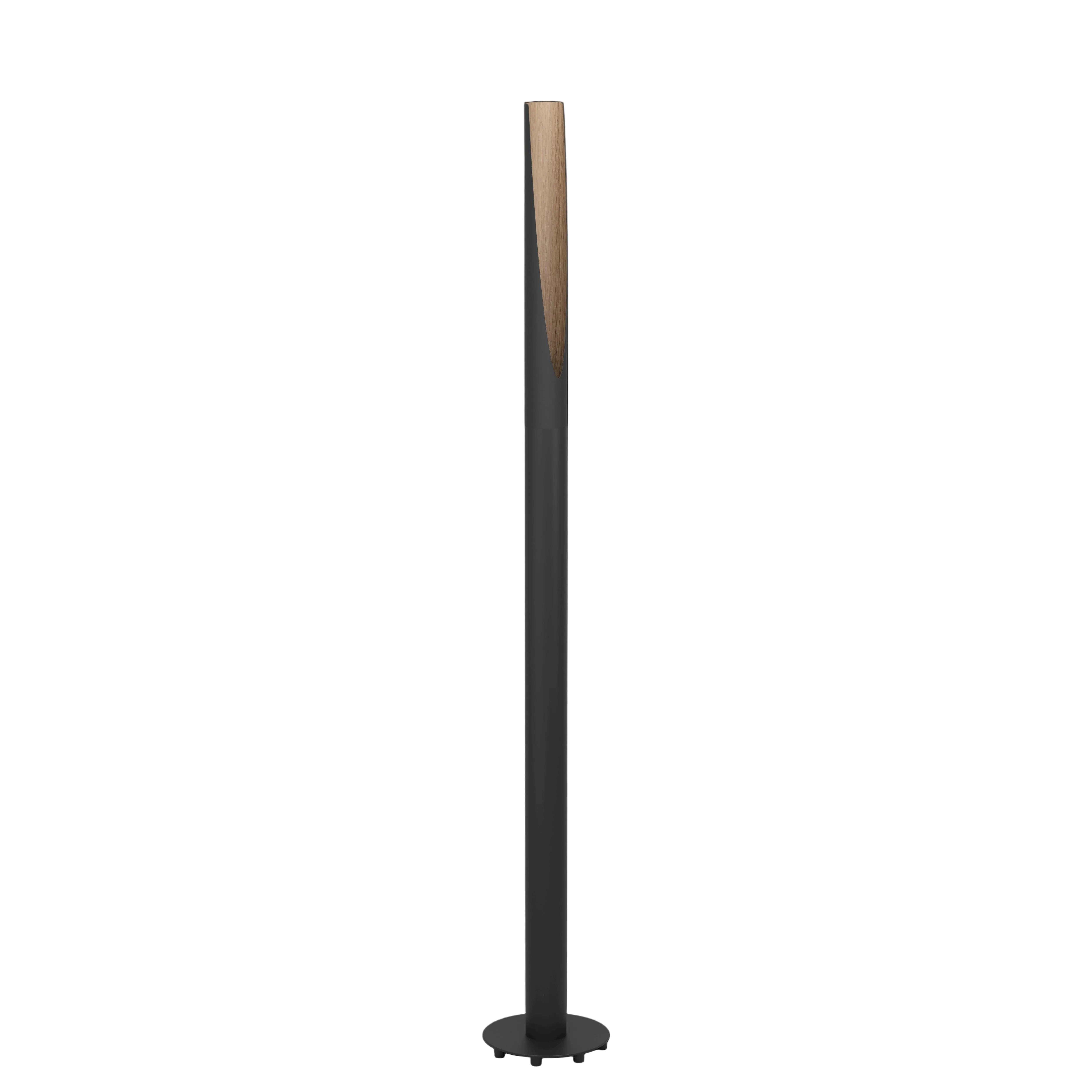 eglo barbotto black metal wood veeneer floor lamp living room image