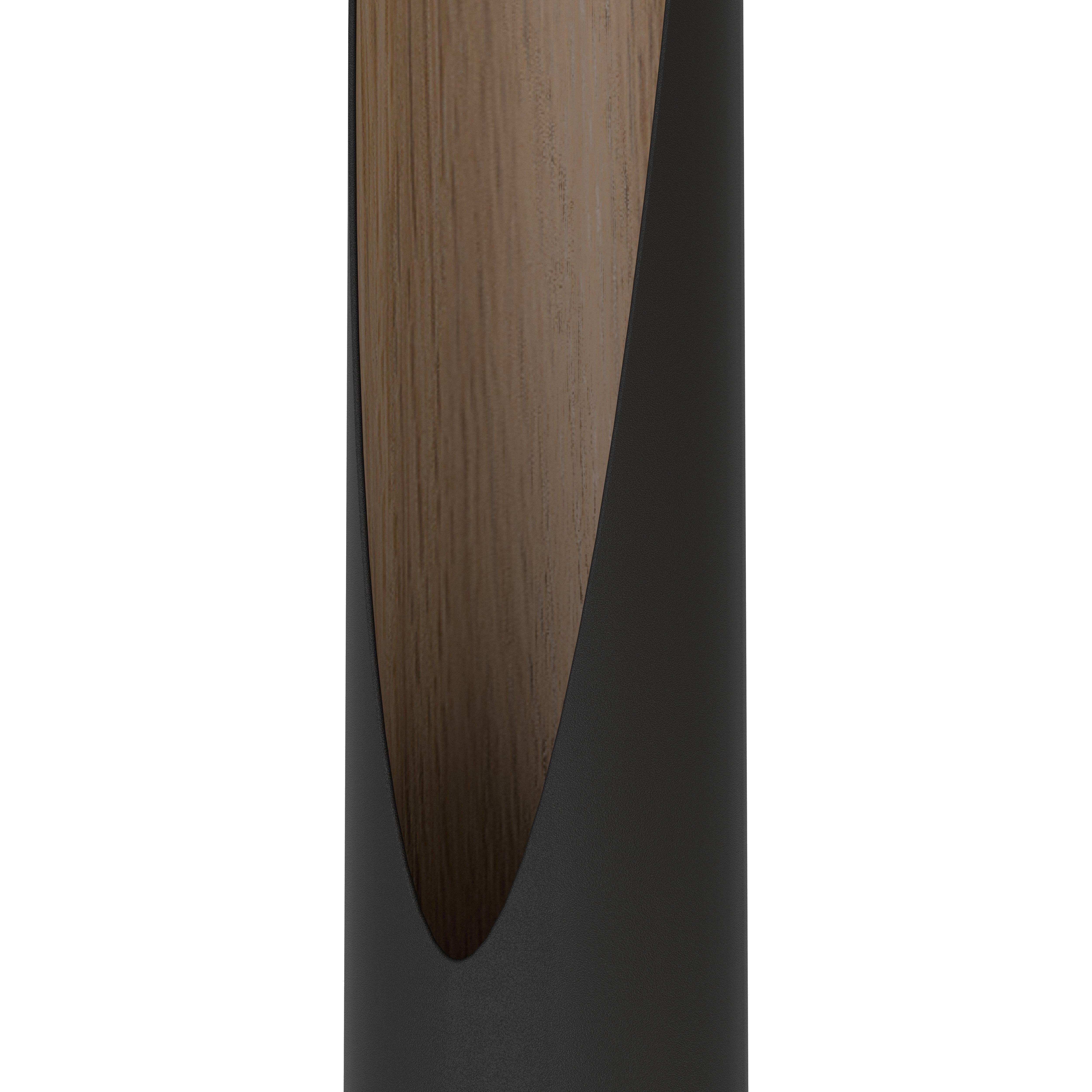 eglo barbotto black metal wood veeneer floor lamp living room close up