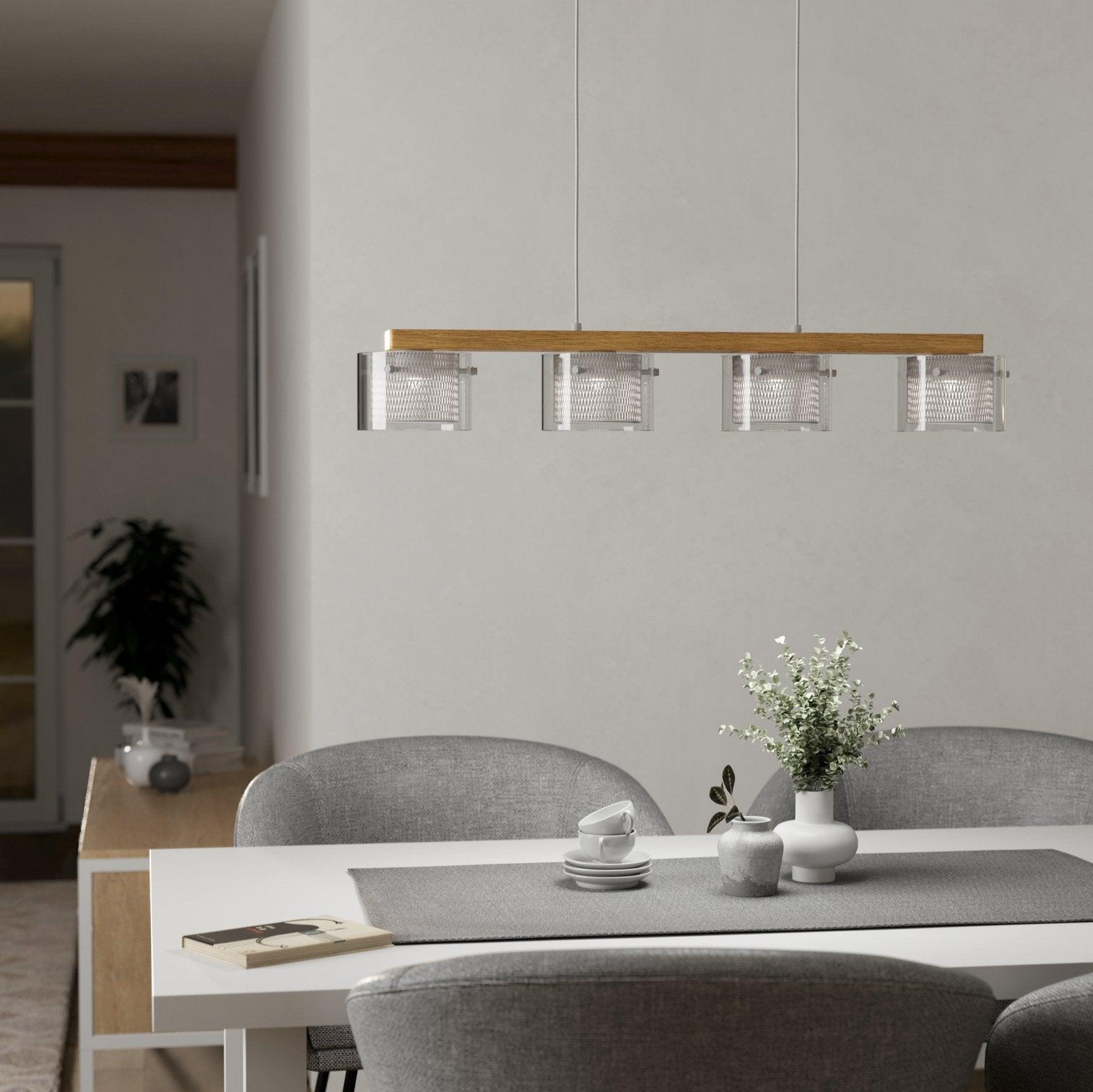 eglo connect portico z smart led wood beam glass pendant