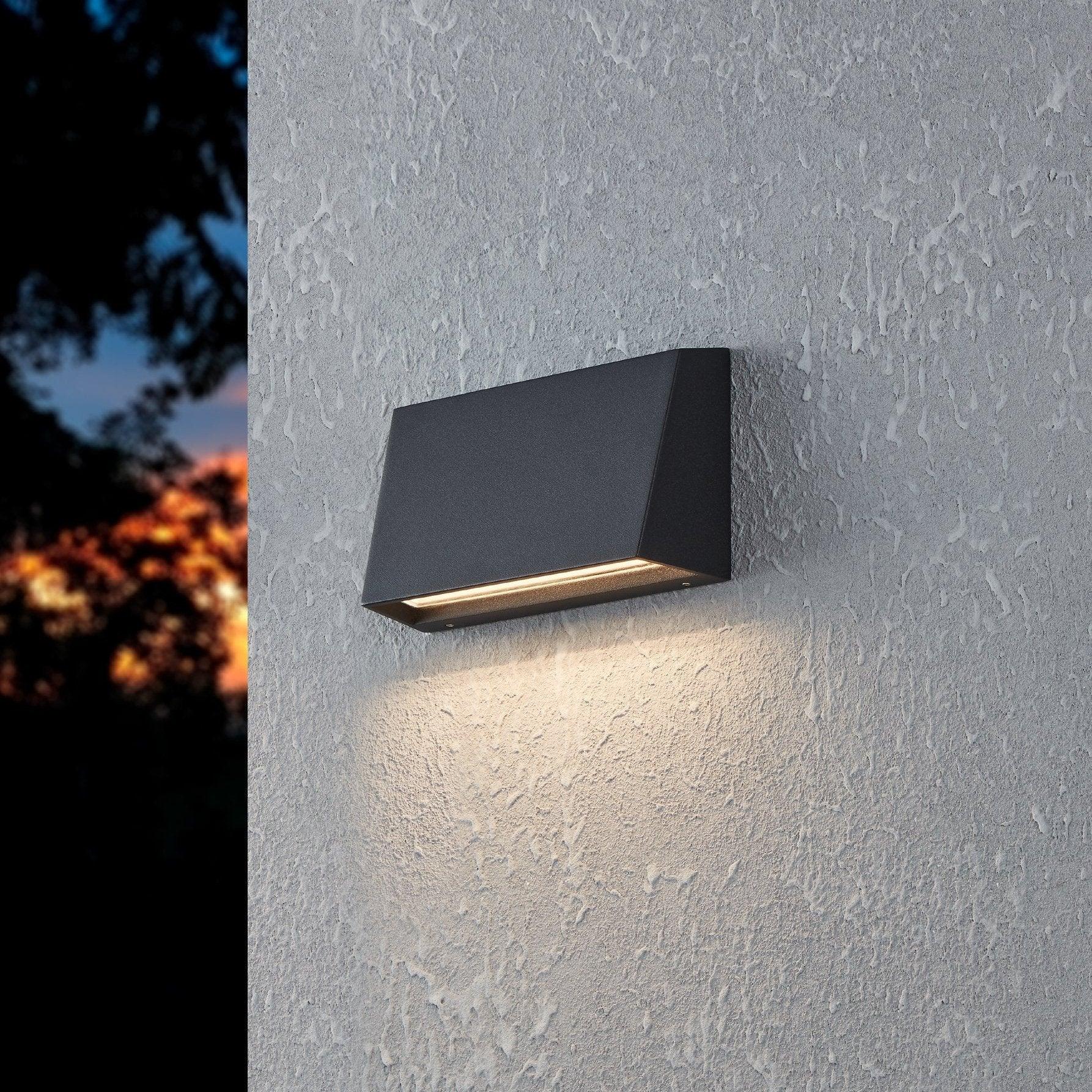 eglo spongano black outdoor angular wall light ip65 living room image