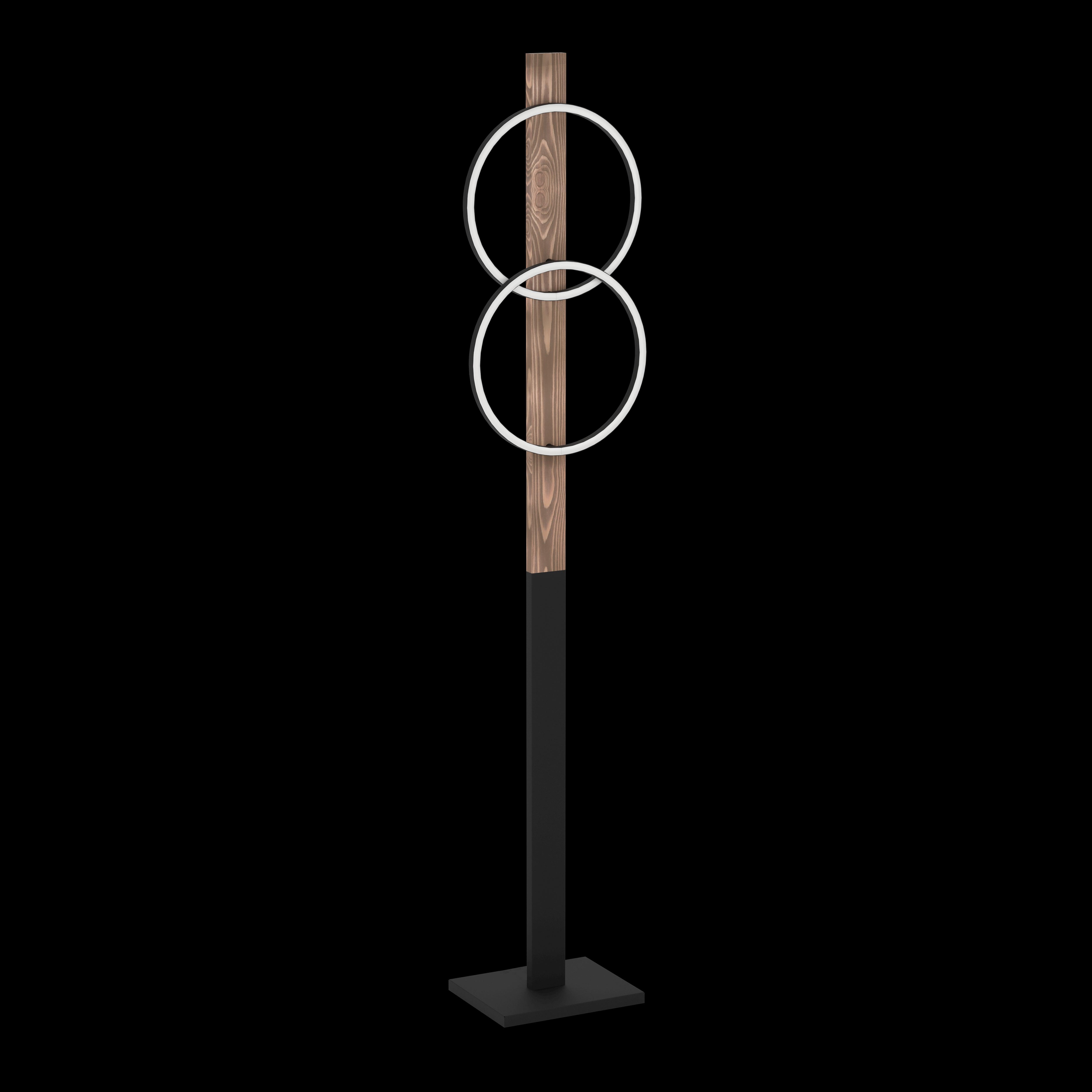 eglo boyal led flamed wood black metal floor lamp living room close up