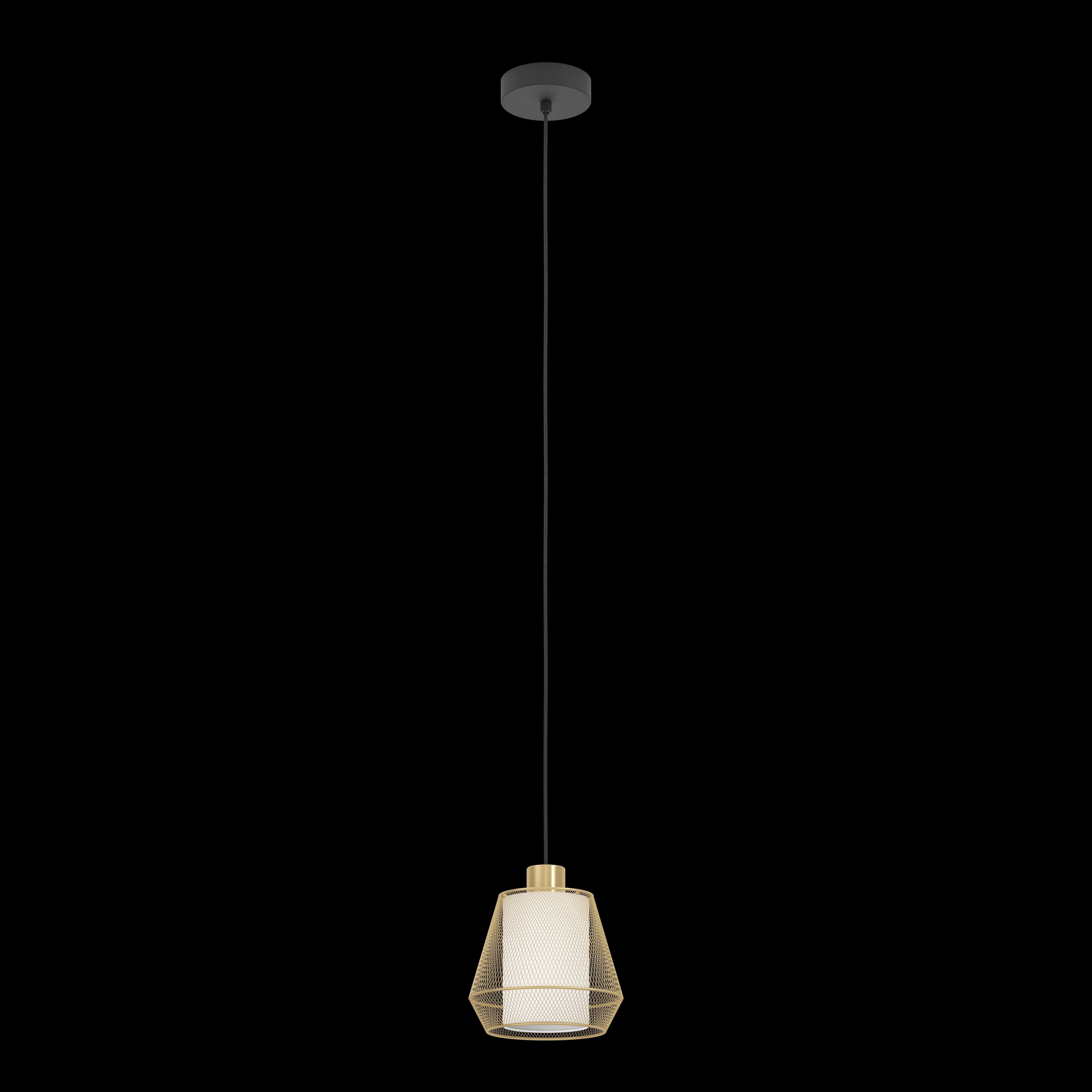 eglo ciudadela brass wire white fabric ceiling pendant living room close up