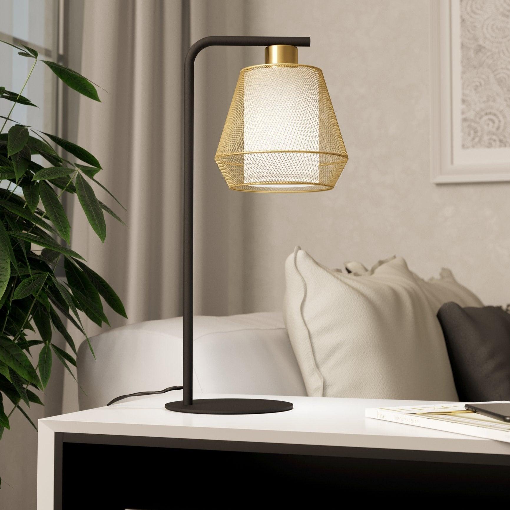 eglo ciudadela black brass wire shade table lamp