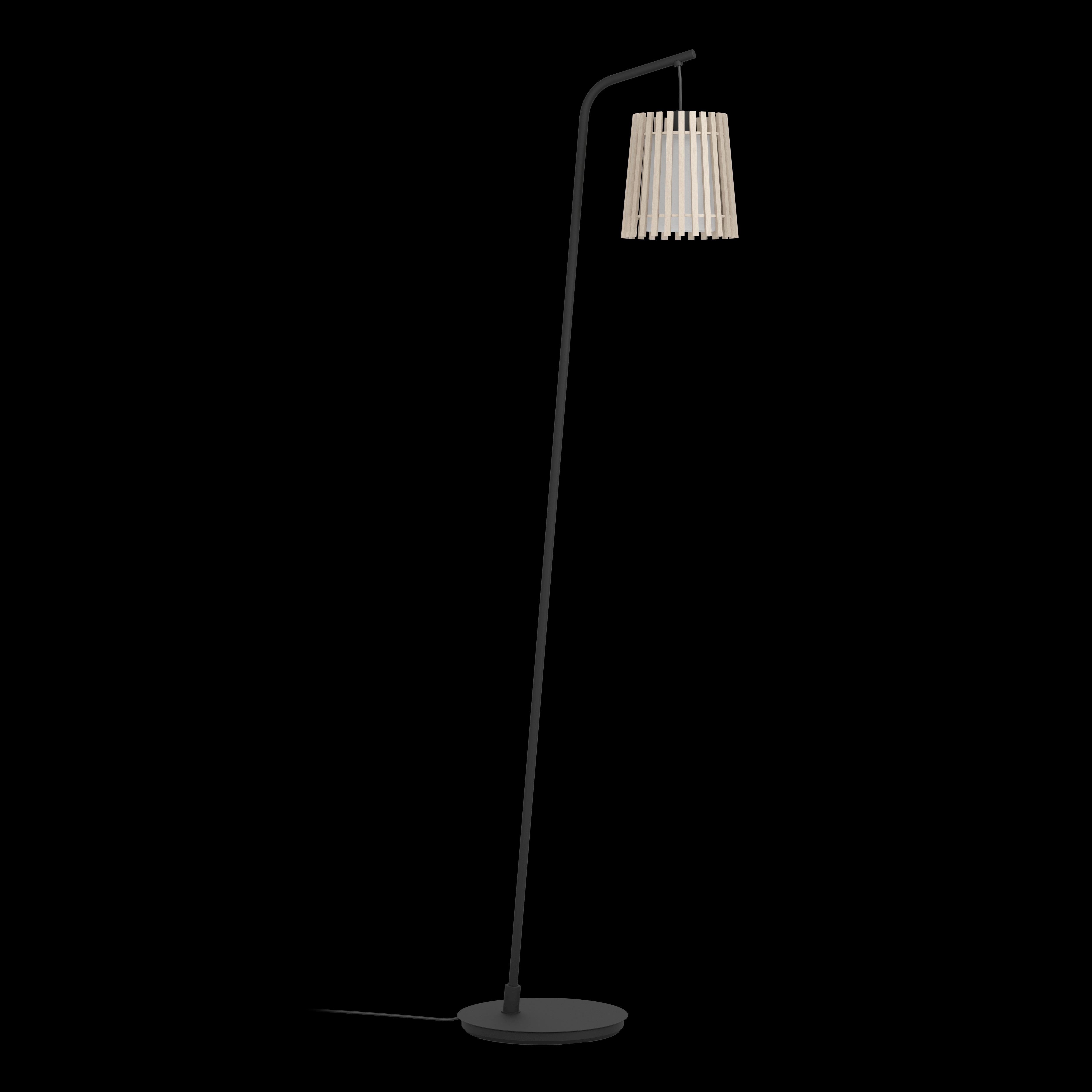 eglo fattoria black floor lamp with a wooden fabric shade kitchen lighting