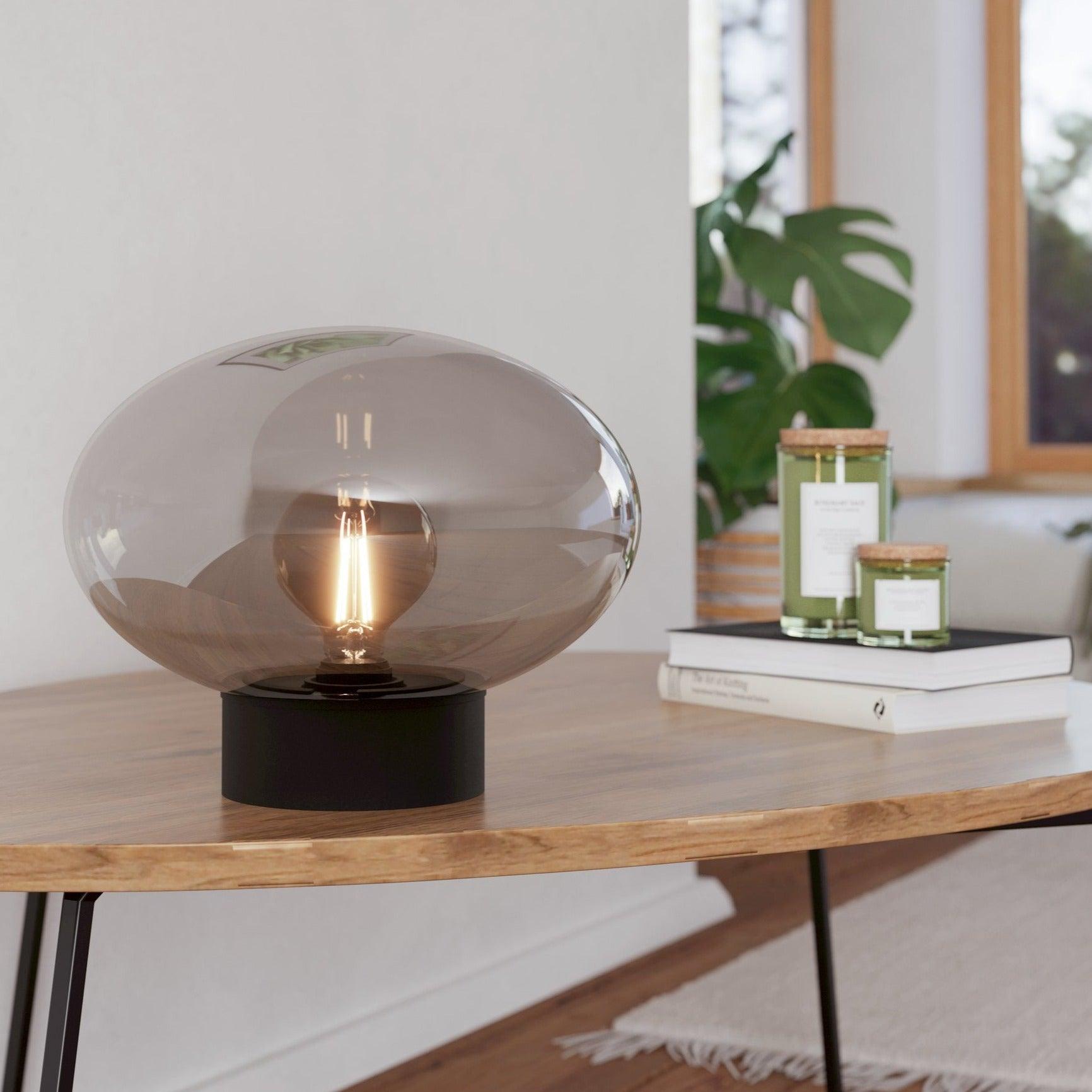 eglo madonnina grey vaporised glass globe table lamp
