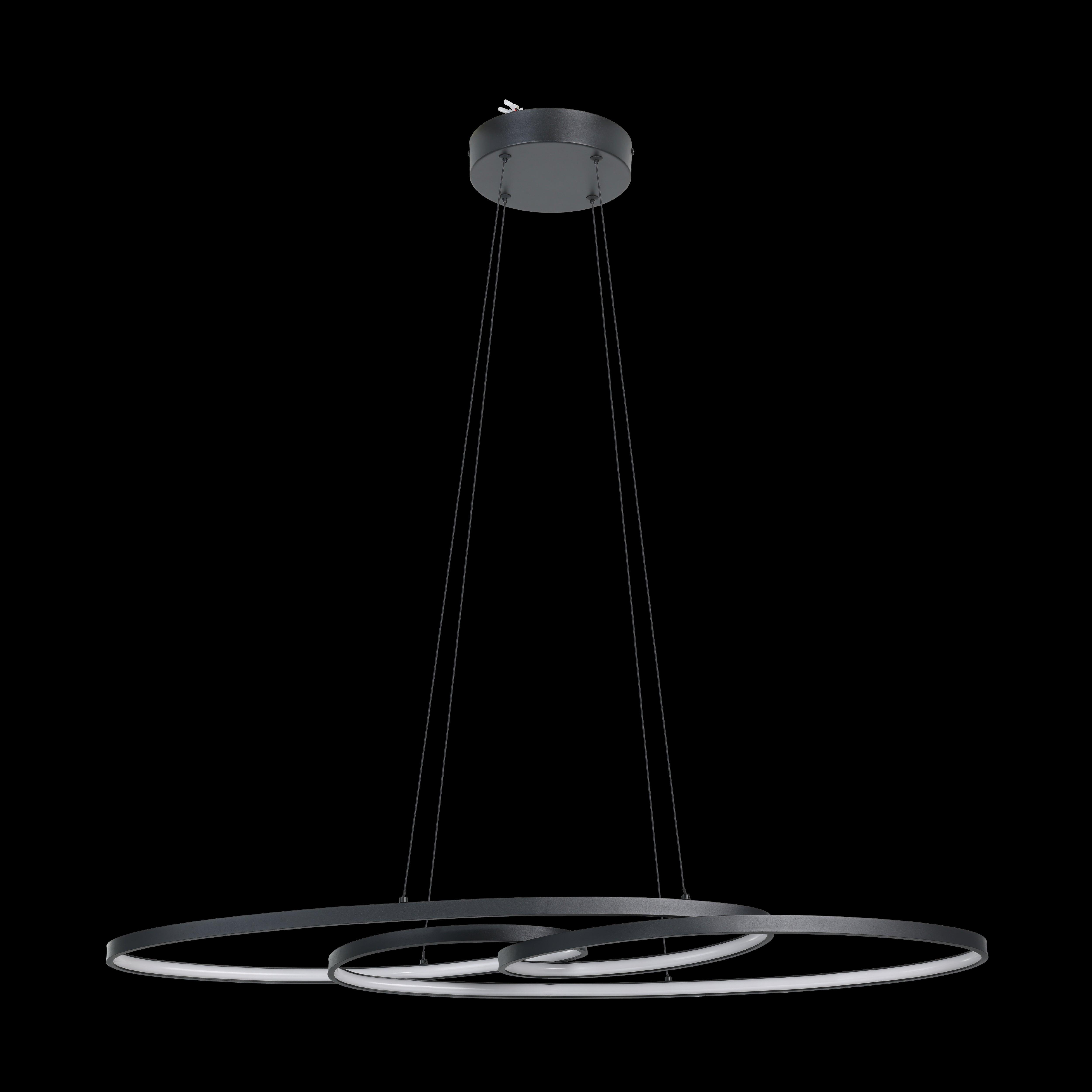 eglo gianella led black metal curved ceiling pendant living room close up