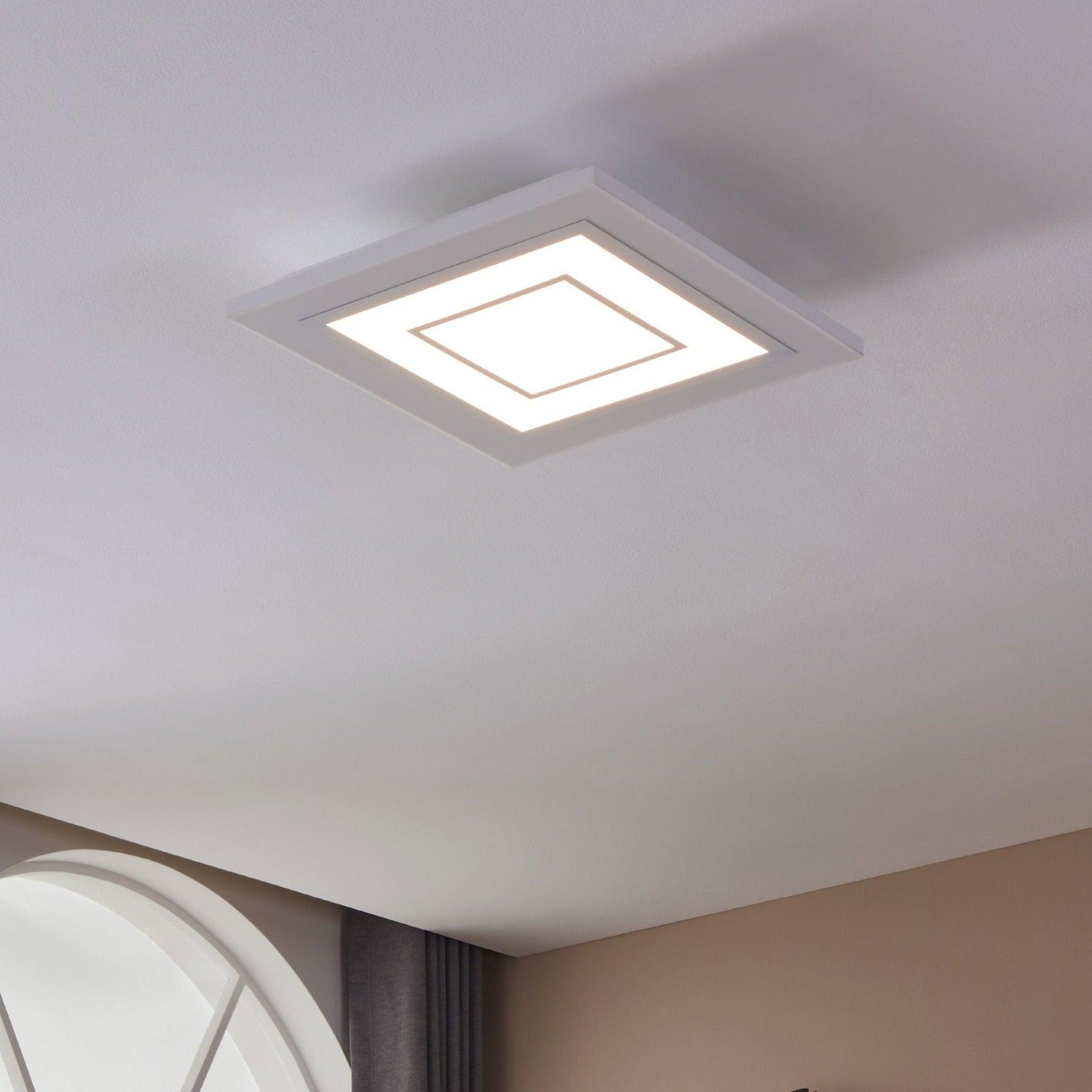 eglo albarca white square led ceiling flush 44cm