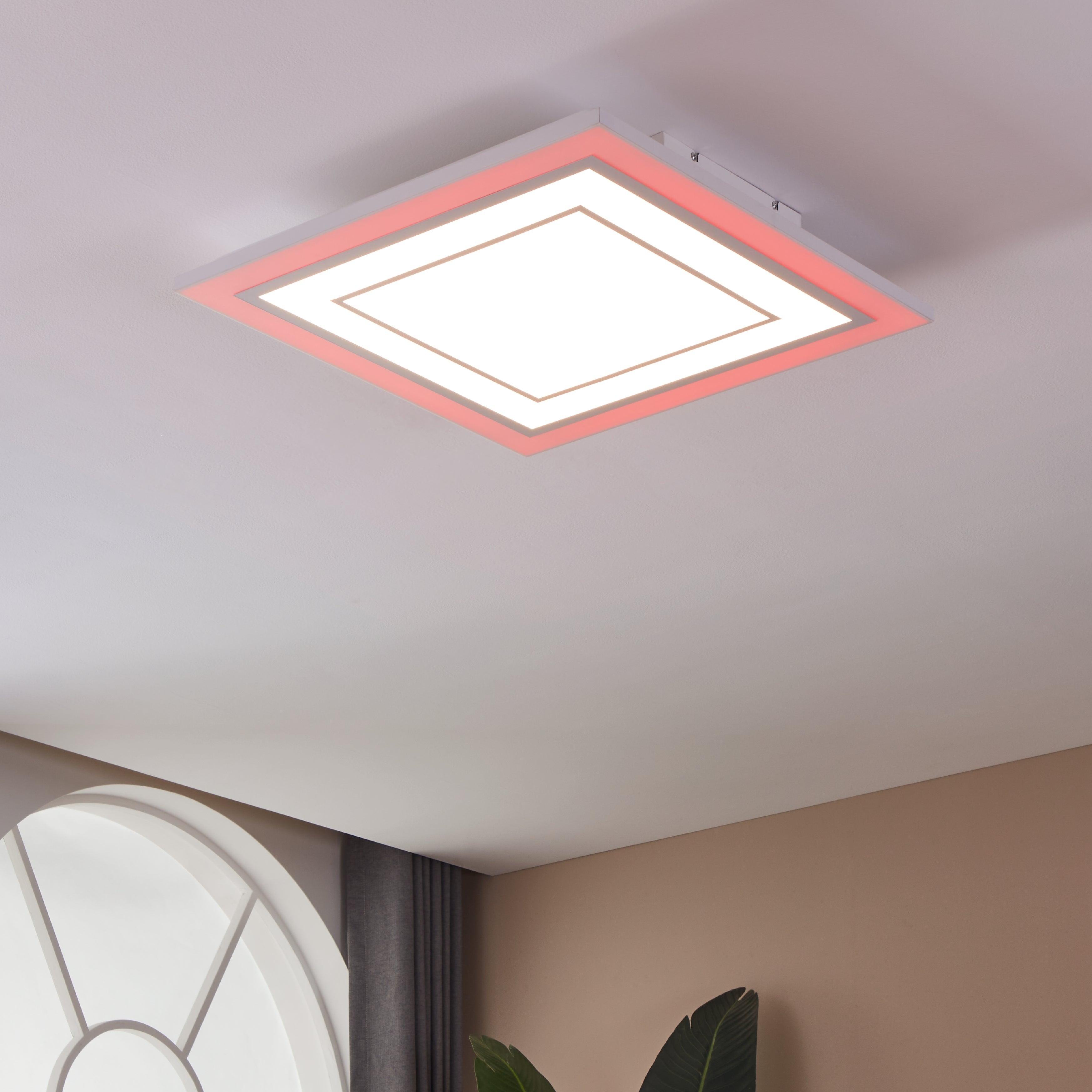 eglo albarca white square led ceiling flush 59cm