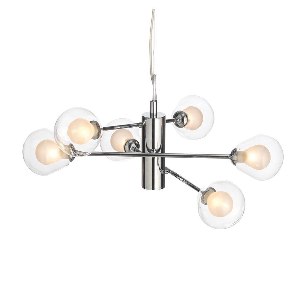 Oaks Harren 6 Light Chrome Ceiling Pendant-Ceiling Pendant Lights-Endon Lighting Living Room Lighting Tiffany Lighting Direct