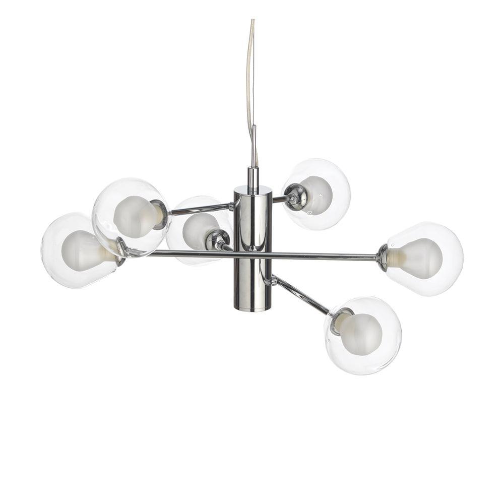 Oaks Harren 6 Light Chrome Ceiling Pendant-Ceiling Pendant Lights-Endon Lighting Living Room Close Up Lighting Tiffany Lighting Direct