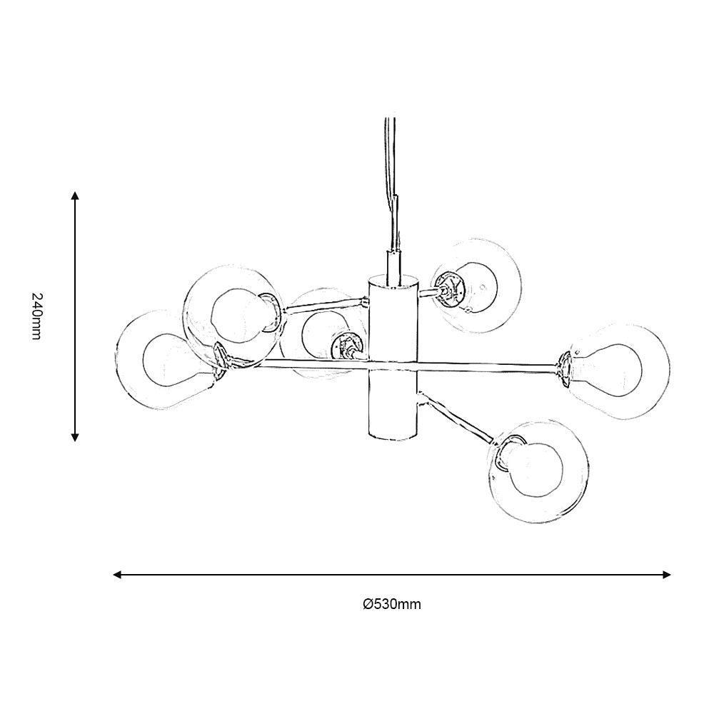 Oaks Harren 6 Light Chrome Ceiling Pendant-Ceiling Pendant Lights-Endon Lighting living room close up Tiffany Lighting Direct