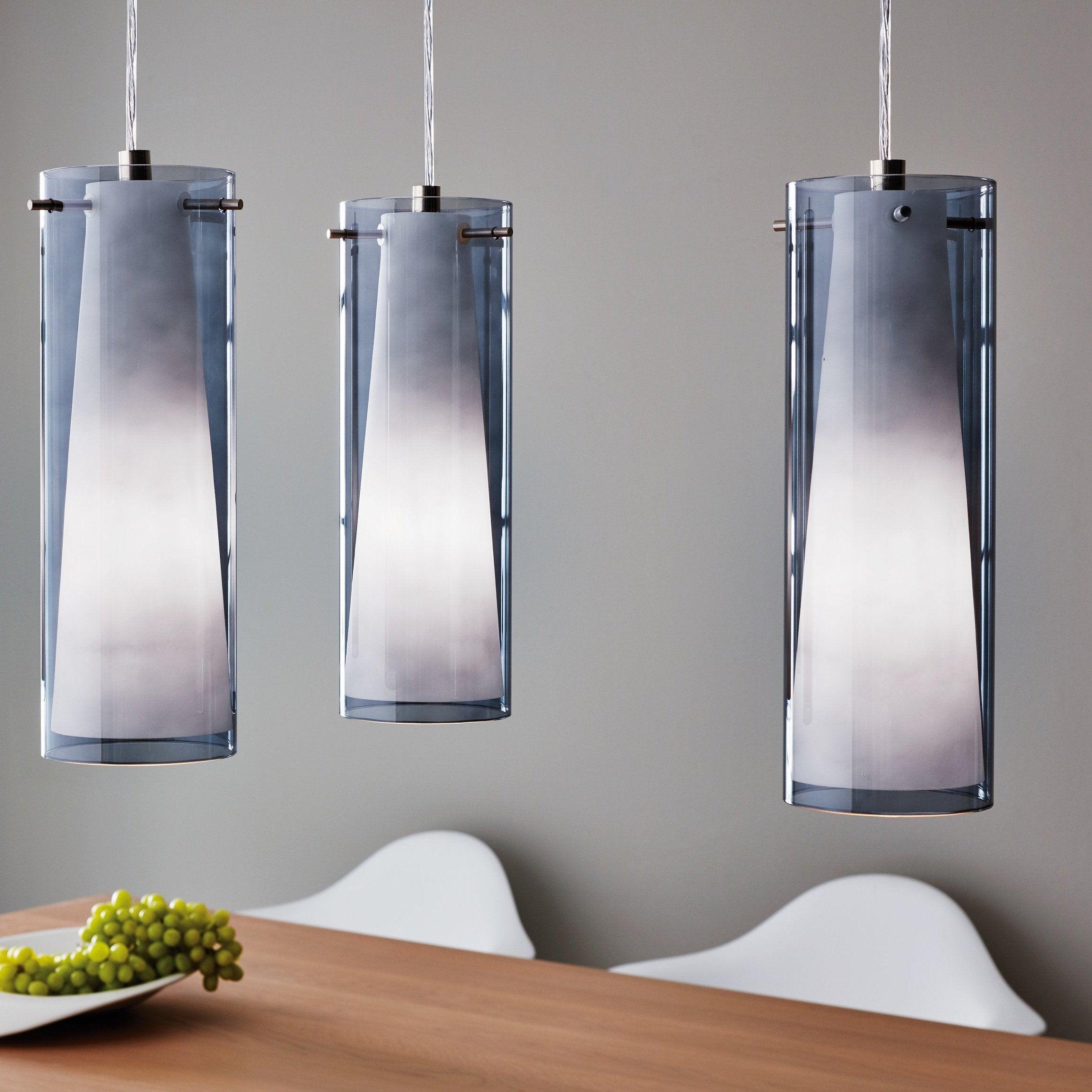 eglo pinto nero 3 light chrome smoked opal glass pendant living room close up