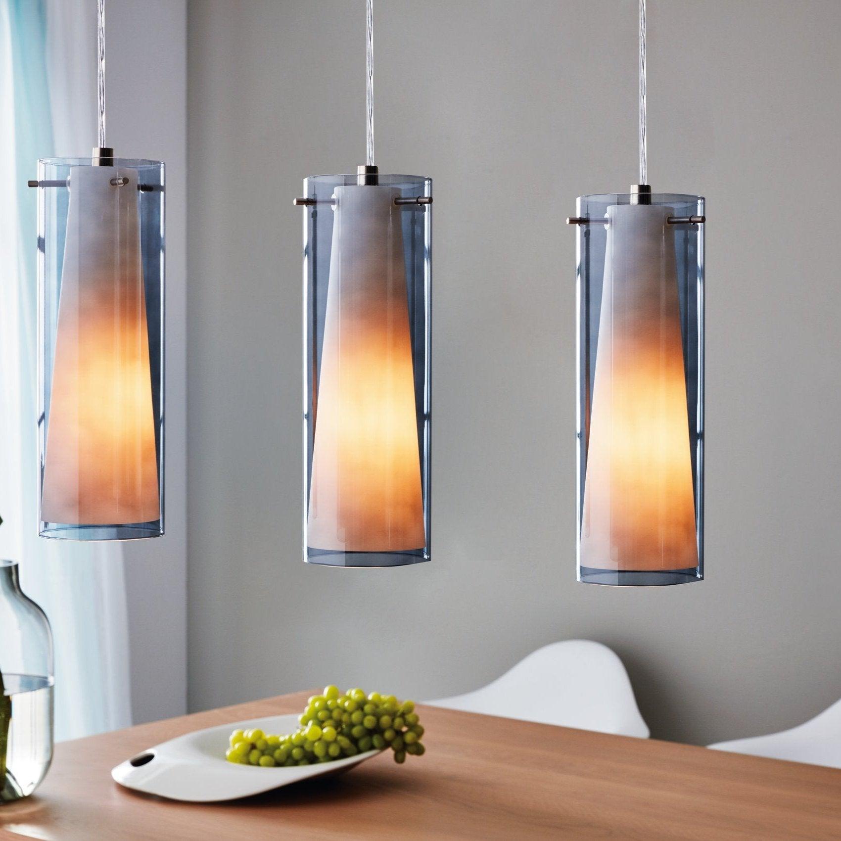 eglo pinto nero 3 light chrome smoked opal glass pendant living room image