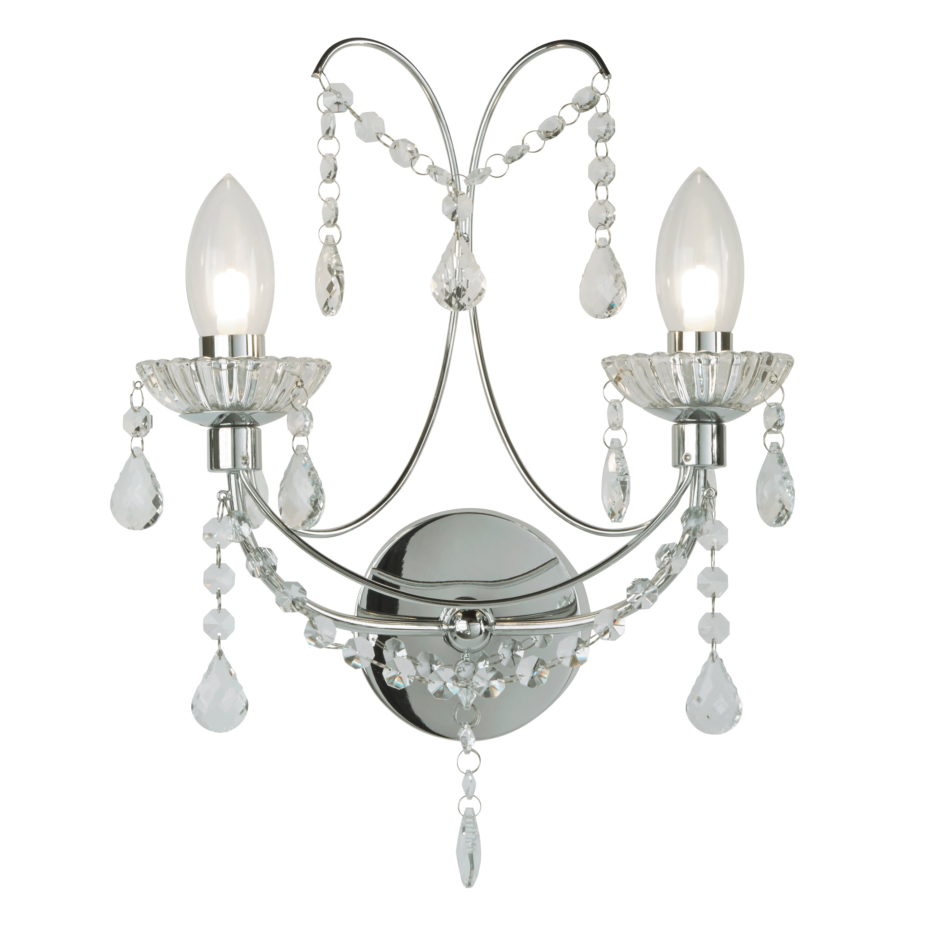 Searchlight Autumn 2 Light Chrome Bathroom Wall Light