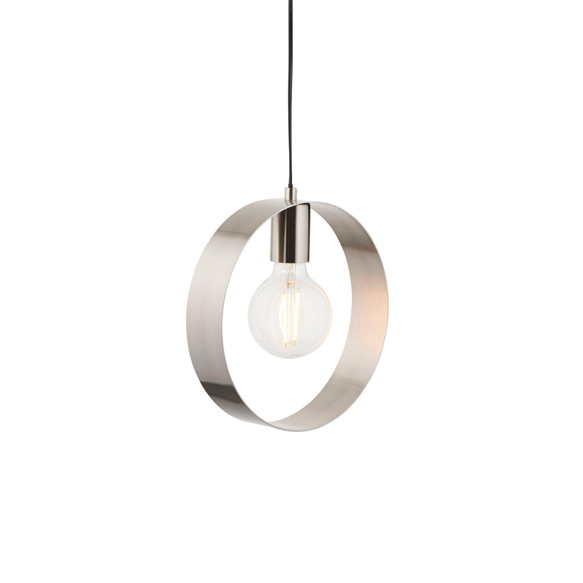 Endon Hoop 1 Light Nickel Ceiling Pendant-warehouse-180926