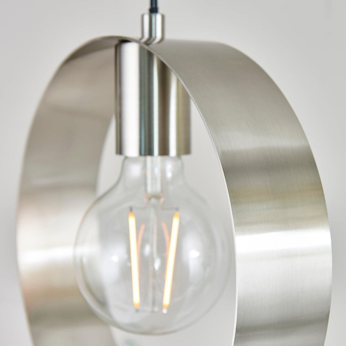 Endon Hoop 1 Light Nickel Ceiling Pendant-warehouse-180926