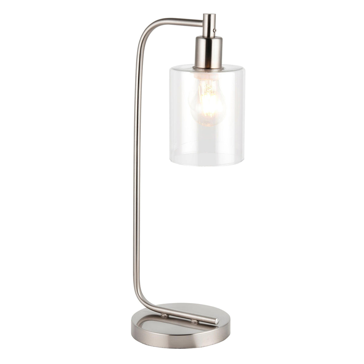 Endon Toledo 1 Light Nickel Table Lamp - Glass Shade-warehouse-180926