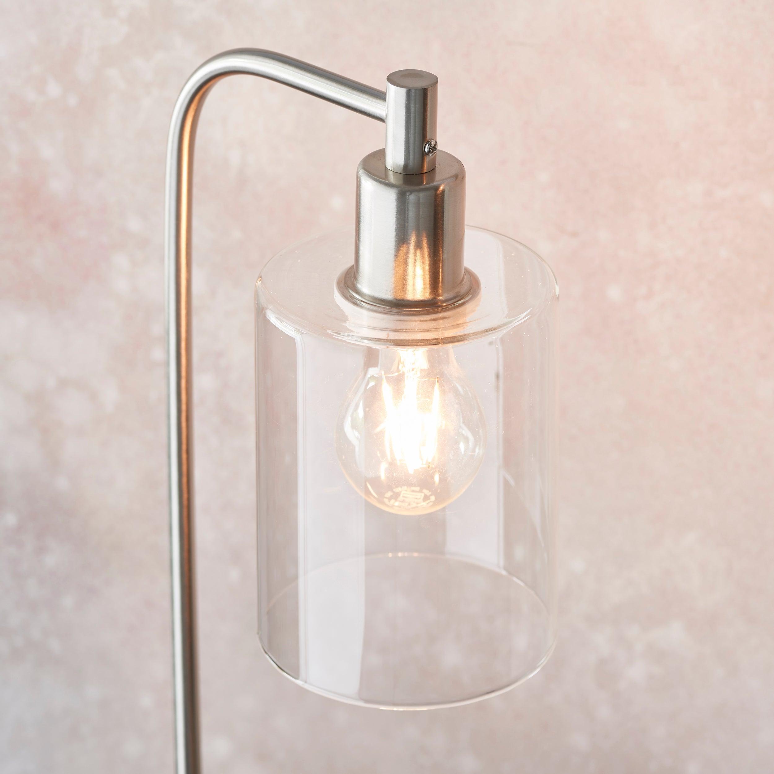 Endon Toledo 1 Light Nickel Table Lamp - Glass Shade-warehouse-clearance-020426