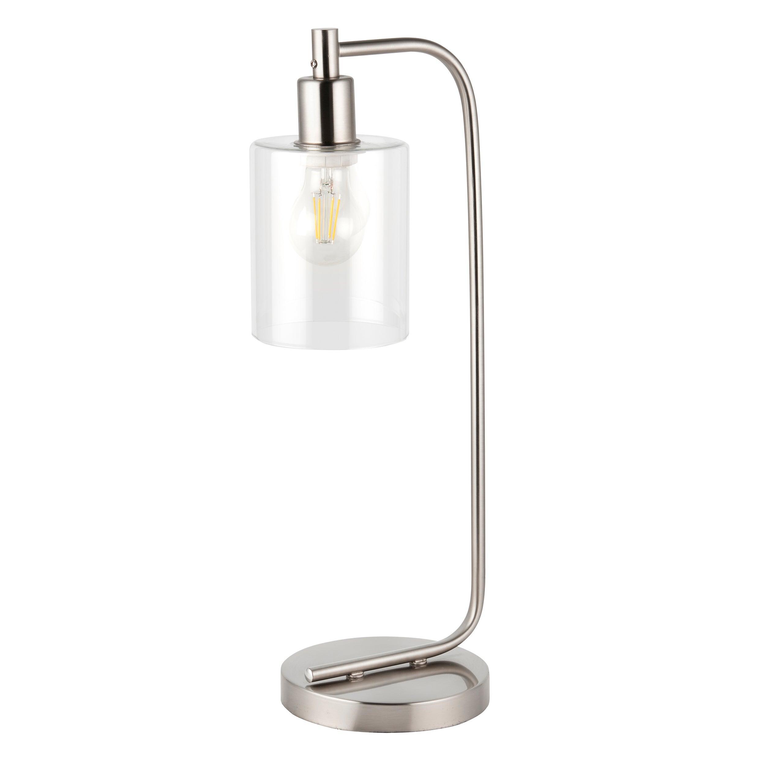Endon Toledo 1 Light Nickel Table Lamp - Glass Shade-OPEN-BOX