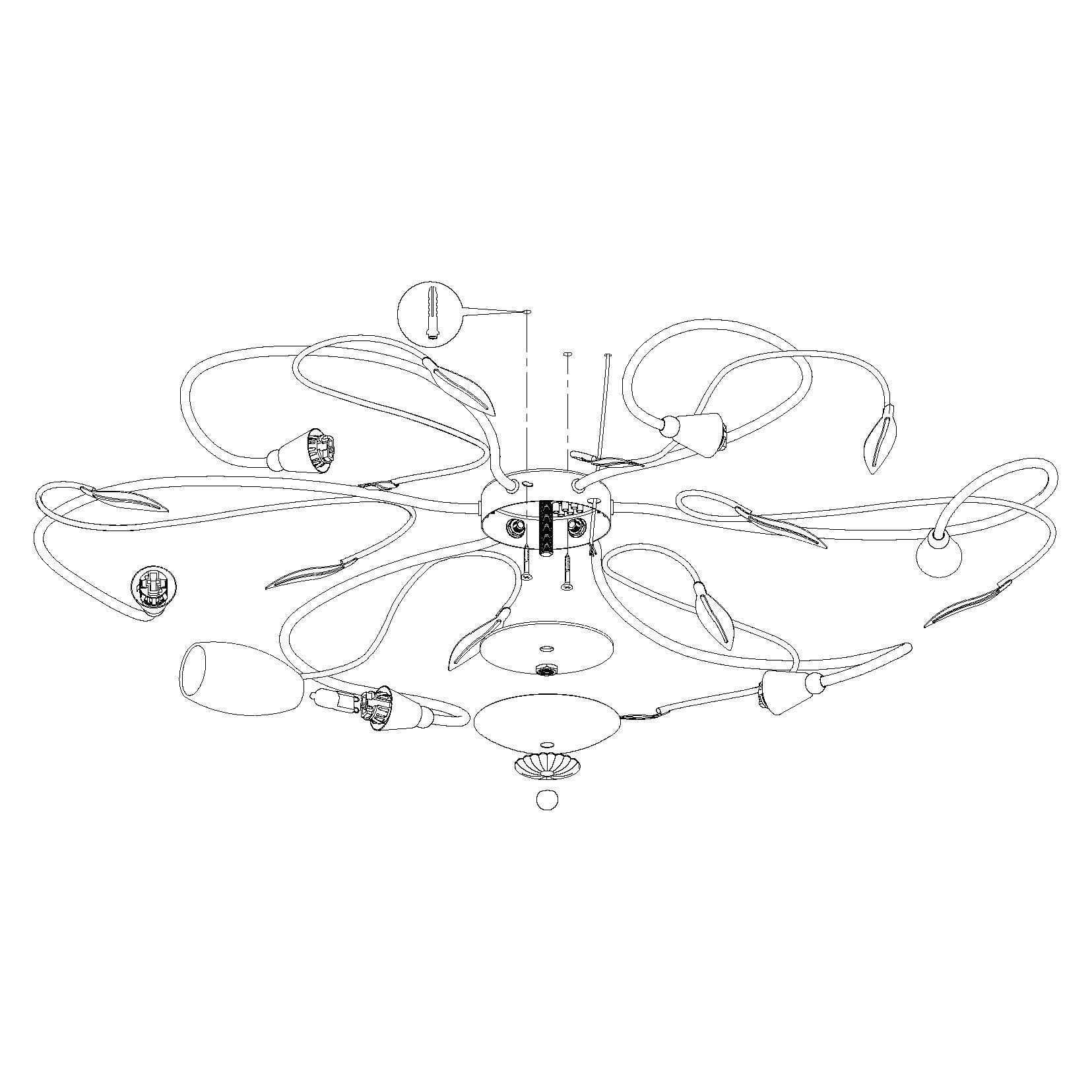 eglo gerbera 1 6 light gold brown flush glass shades kitchen lighting